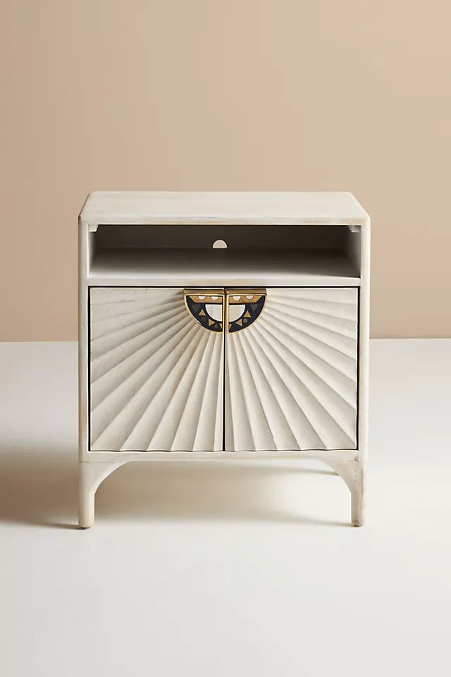 Hand Carved Daybreak Nightstand - Solid Wood Bedside Table with Drawer | Rustic Bedroom Furniture for Home Decor & Storage