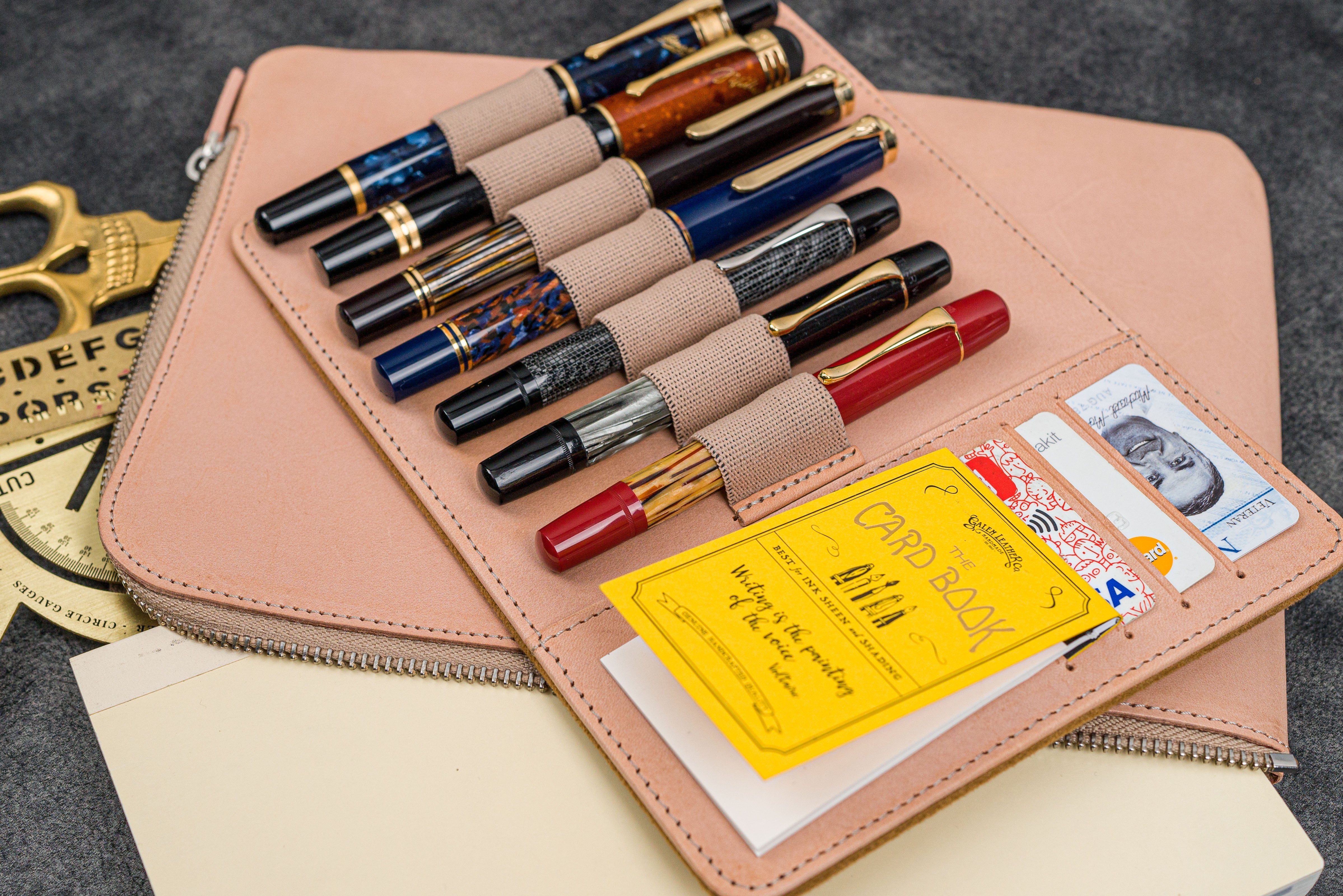 Premium Leather Zippered Bank Bag for Writers - Undyed Leather Pen Pouch & Document Holder - Perfect for Office, Travel, and Secure Storage