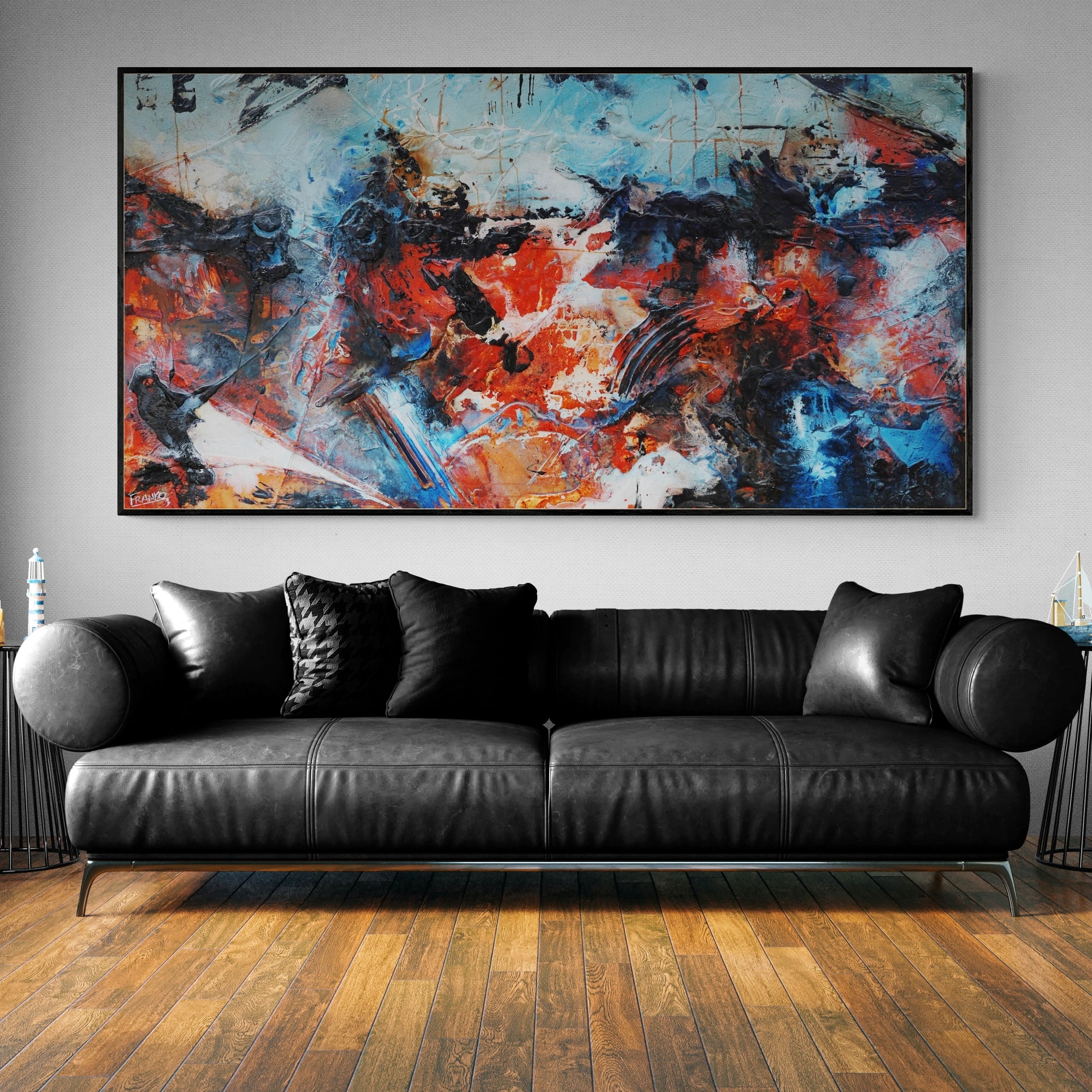 190cm x 100cm Modern Textured Abstract Canvas Art Painting - Large Wall Decor for Living Room, Bedroom, Office | Handmade Contemporary Home Decor
