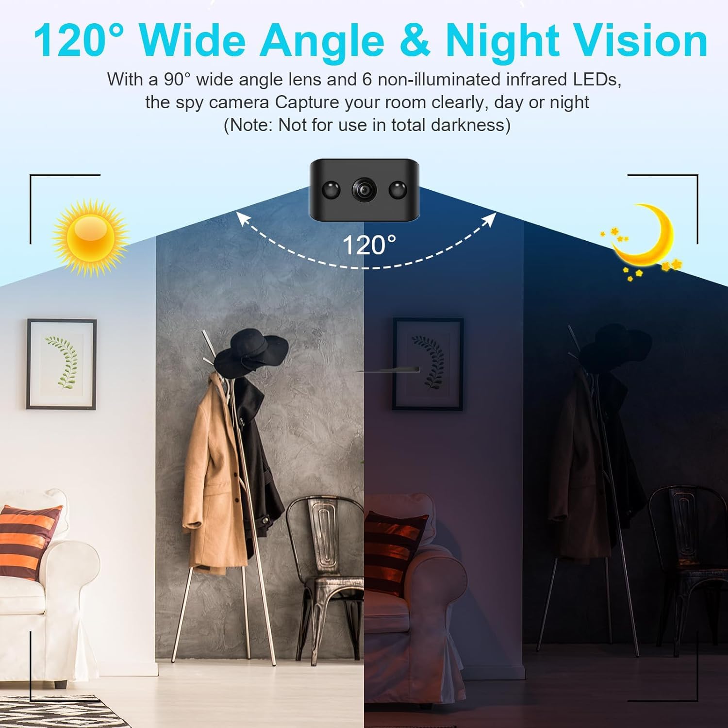 4K FHD Mini Wireless WiFi Security Camera - Smallest Indoor/Outdoor Home Surveillance, Pet & Nanny Cam with 120° Wide Angle & Night Vision (Works Without WiFi) - Perfect for Baby Monitoring, Pet Watching, and Home Security