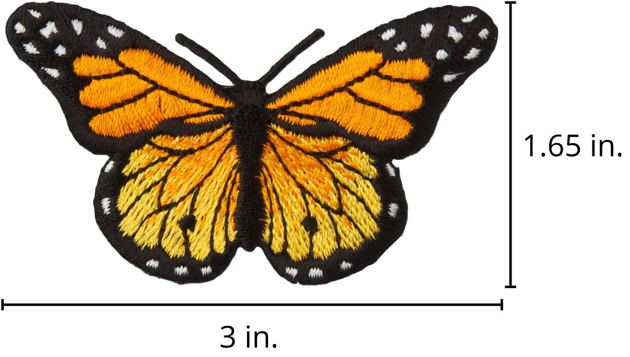2 Pack Monarch Butterfly Iron On & Sew On Applique Patches - DIY Clothing, Bags, Hats & Costume Embellishment for Fashion & Craft Projects