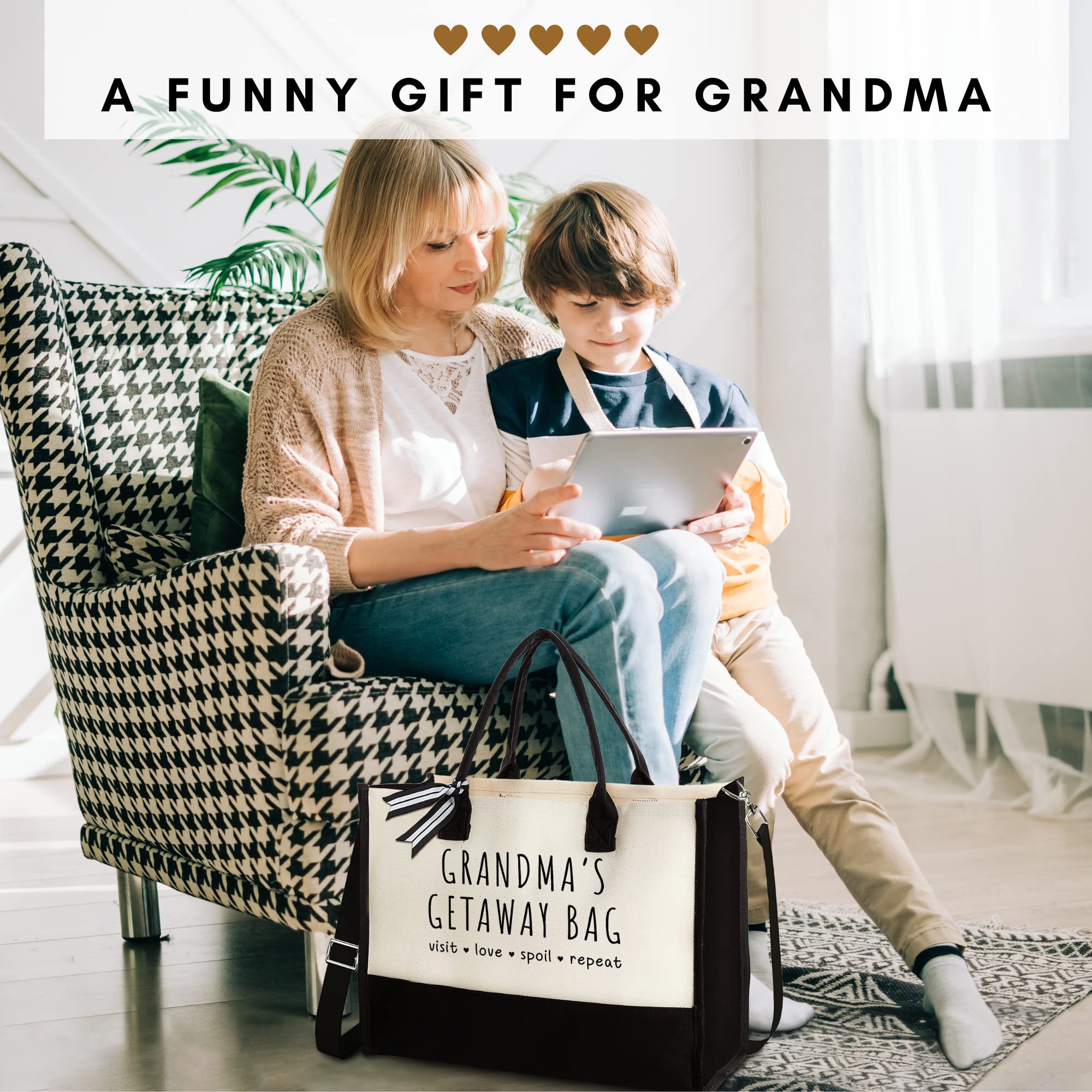 Personalized Canvas Tote Bag for Grandma - Thoughtful Gifts from Grandchildren - Perfect for Shopping, Travel & Daily Use