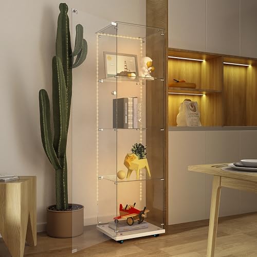 White 1 Doors 4 Shelves With Light-2