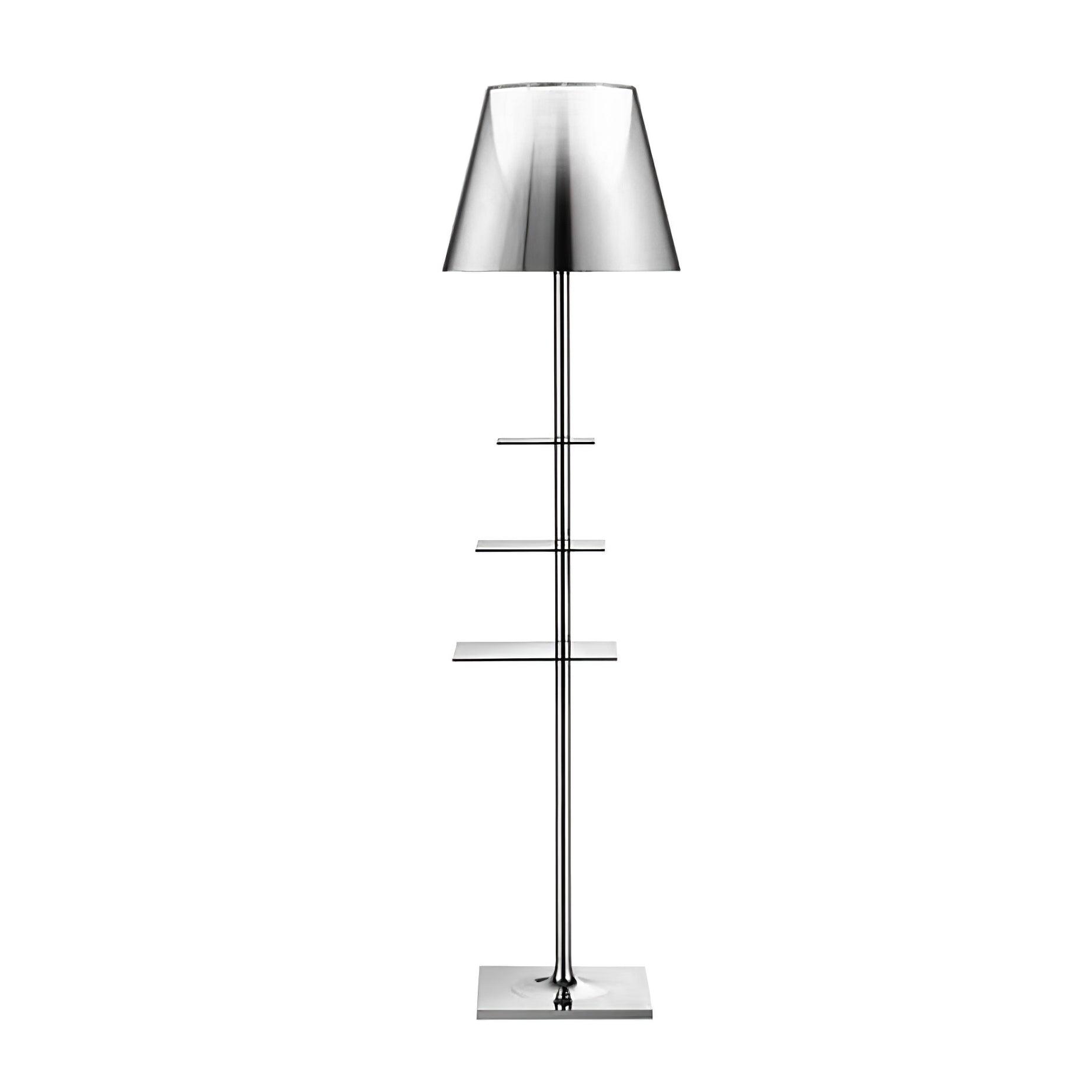 Chrome Prism Side Table Floor Lamp - Modern End Table with LED Lighting for Living Room, Bedroom & Office Decor