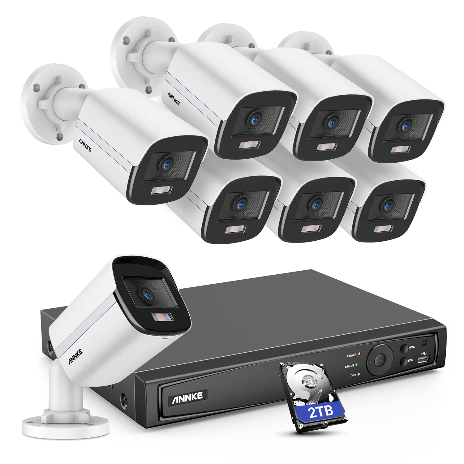 ANNKE NCK400 4MP PoE Security Camera System - 4K 8CH NVR with 8X 4MP Outdoor/Indoor IP Cameras, True Color Night Vision, H.265+, 120dB WDR & 3D DNR, IP67 (2TB HDD Included) - Ideal for Home Security, Business Surveillance & 24/7 Property Monitoring