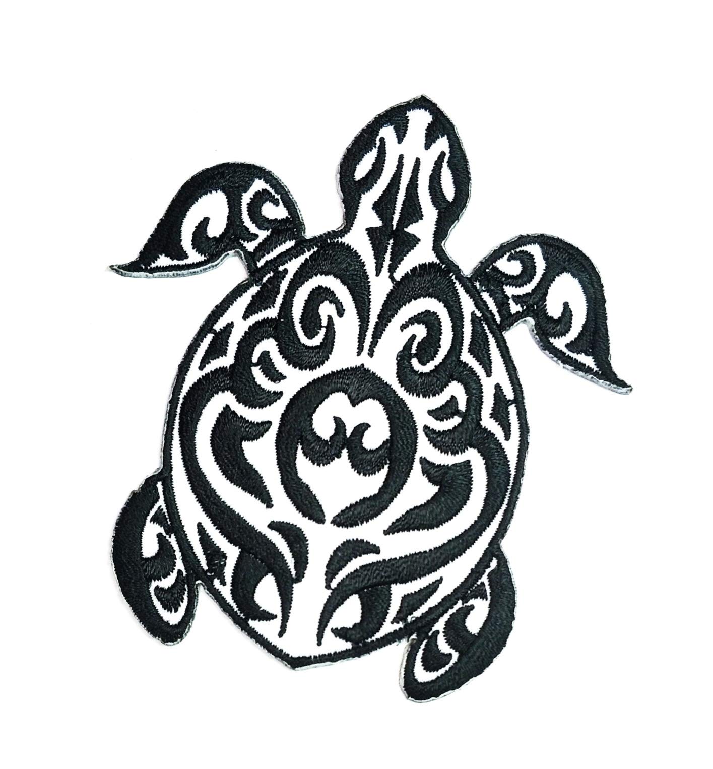 Premium Black & White Turtle Embroidered Patches - Superhero Comics Style, Cute Cartoon Chelonia Animal Sea Stickers for Kids Clothing, DIY Applique - Perfect for Birthday Gifts, Costumes & Backpack Decor