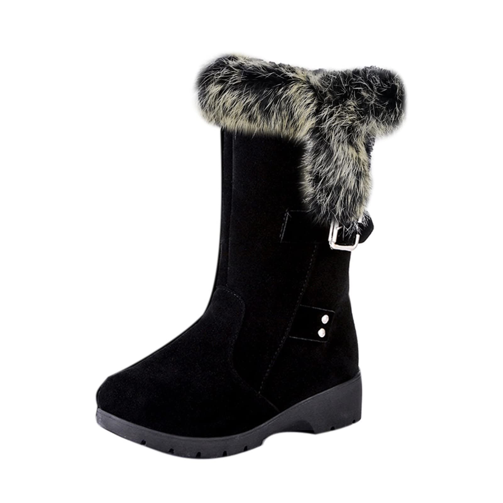 Women's Thermal Snow Boots - Winter Ankle Boots with Plush Lining & Thick Sole for Warmth - Waterproof Insulated Tassel Boots for Women (Black, Size 7.5) | Perfect for Snowy Days, Hiking & Cold Weather Outdoor Activities