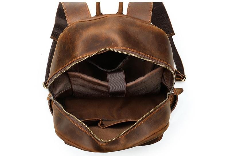 Durable Brown Leather High School Backpack for Teen Boys & Girls - Stylish Laptop Bookbag for School, College & Travel