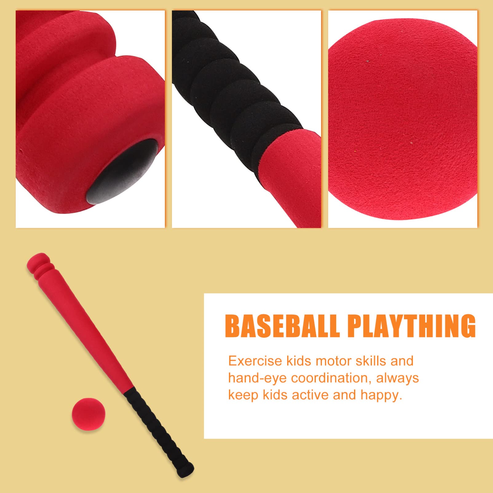 BESPORTBLE Kids Foam Baseball Bat Set - Soft EVA Baseball Toy for Toddlers & Children with Ball | Outdoor Sports Game for Backyard, Park & Beach Play | Improves Hand-Eye Coordination & Motor Skills