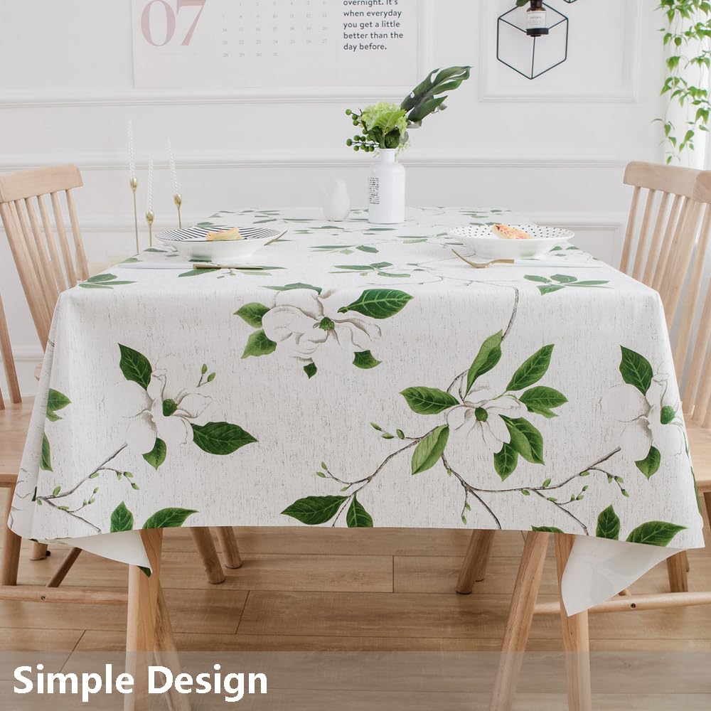 Heavy Duty Vinyl Tablecloth - Waterproof PVC Wipeable Dining Table Cover for Kitchen, Rectangle 54