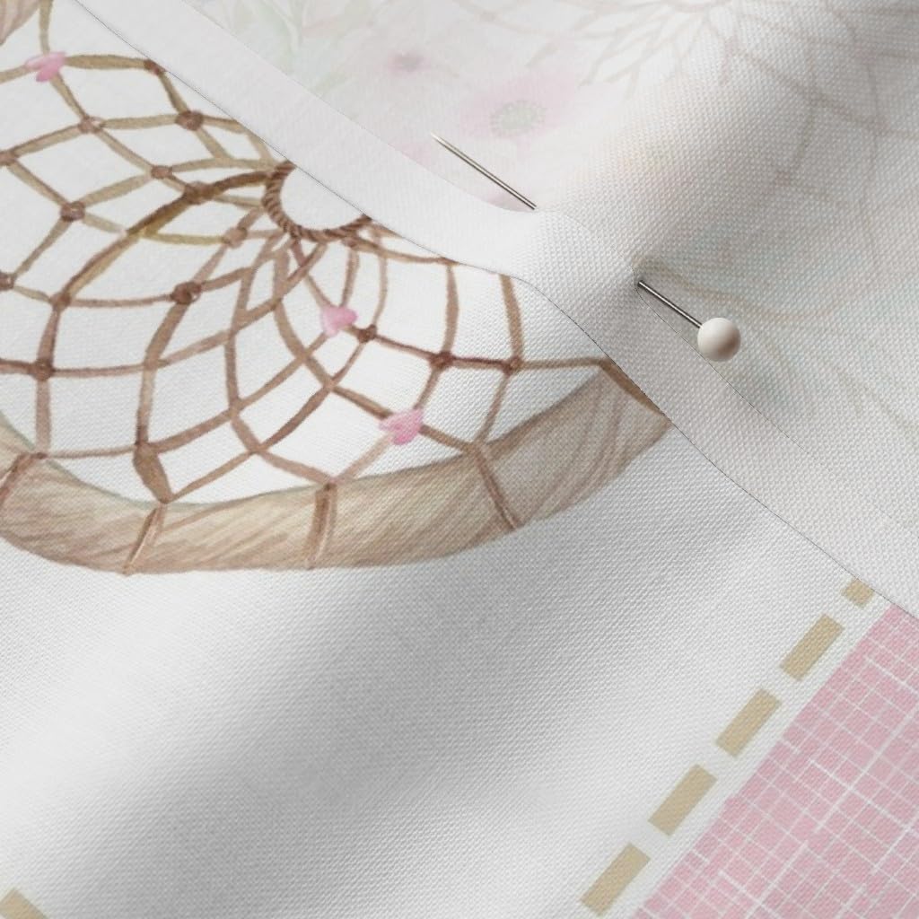 Dream Catcher Patchwork Quilt Fabric - Pink Mint Printed Petal Signature Cotton by The Yard for Sewing, Quilting, Apparel & Home Decor | Perfect for Girls' Bedroom, DIY Crafts & Bohemian Style Projects