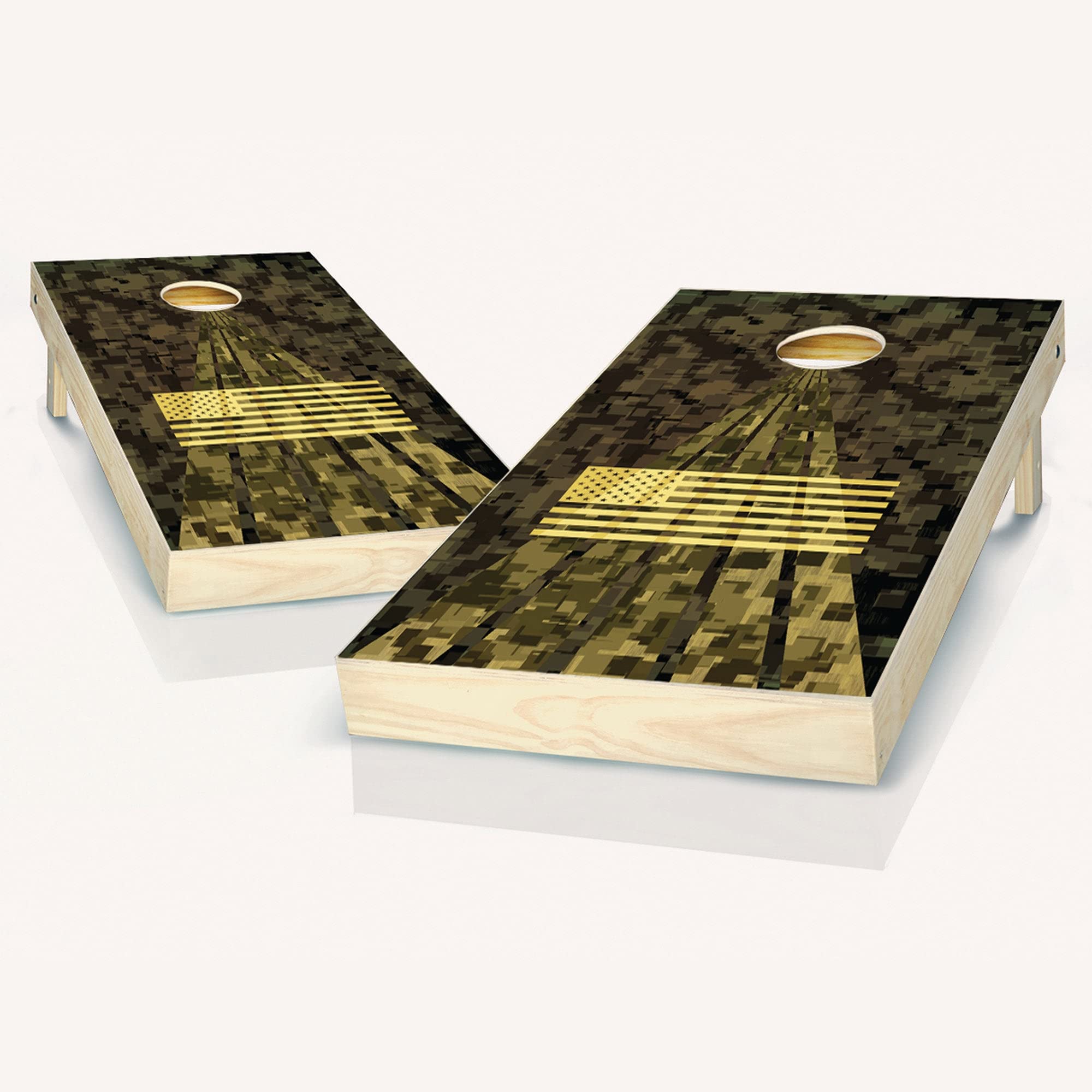 Premium Armed America Cornhole Boards Set - 2 Regulation-Sized Boards & 8 All-Weather Bean Bags - Customizable Options for Backyard, Tailgating & Outdoor Parties