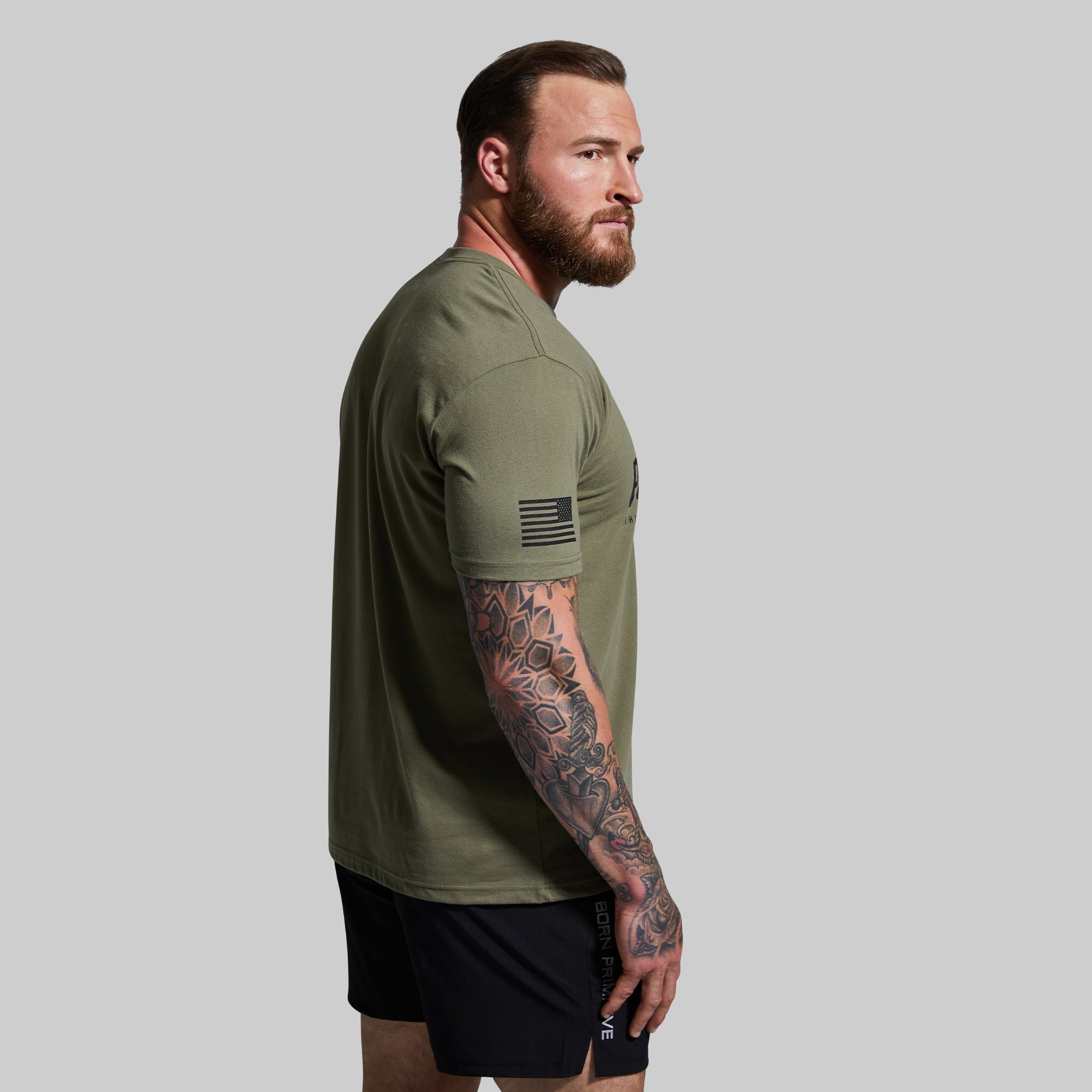 Born Primitive Men's Tactical Green T-Shirt - Comfortable & Durable Workout Tee for Gym, Training & Outdoor Activities
