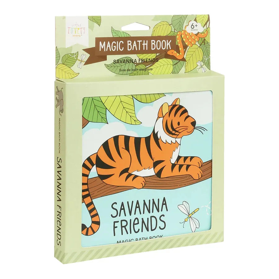 Magic Bath Book - Savanna Friends Waterproof Baby Book for Toddlers | Fun & Educational Bathtime Toy for Kids