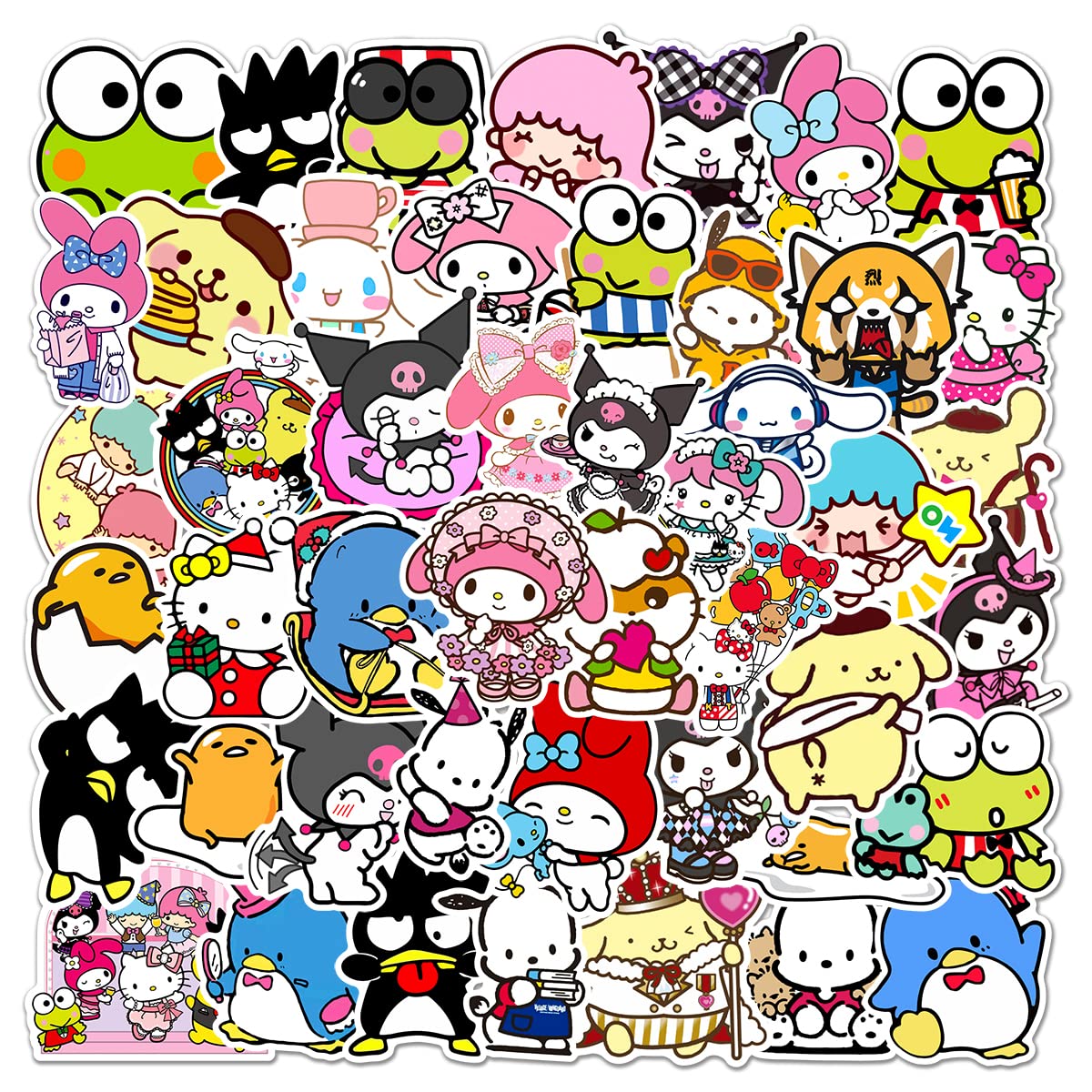 50 Pcs Kawaii Stickers Pack - Cute Cartoon Vinyl Waterproof Stickers for Water Bottles, Laptops, Phones, Skateboards, Luggage & Cars | Perfect for Kids, DIY Crafts, Scrapbooking & Personalizing Accessories