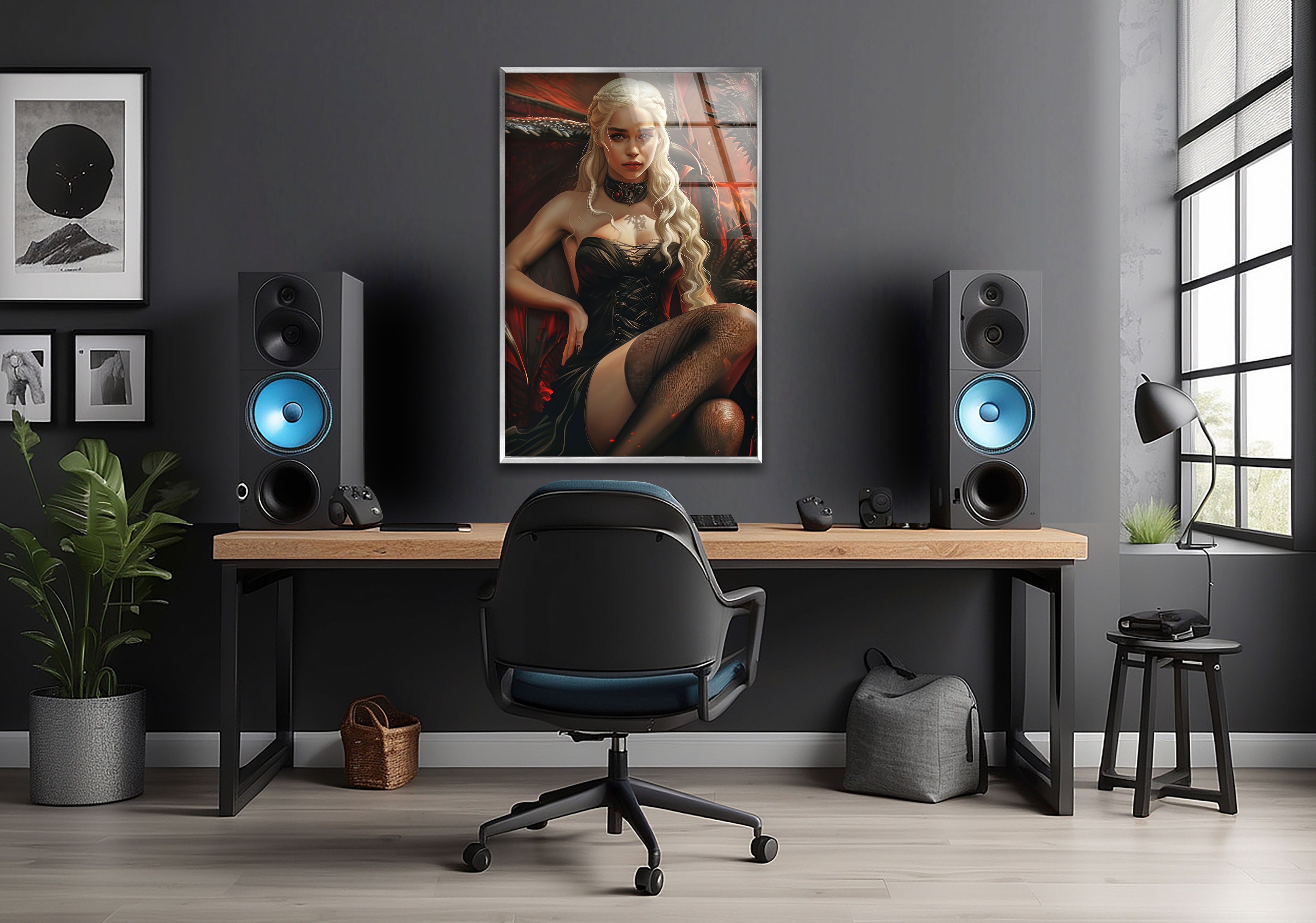 Daenerys Targaryen Glass Wall Art - Handmade Dragon Queen Decor for Game of Thrones Fans - Perfect for Living Room, Bedroom, or Office Decor