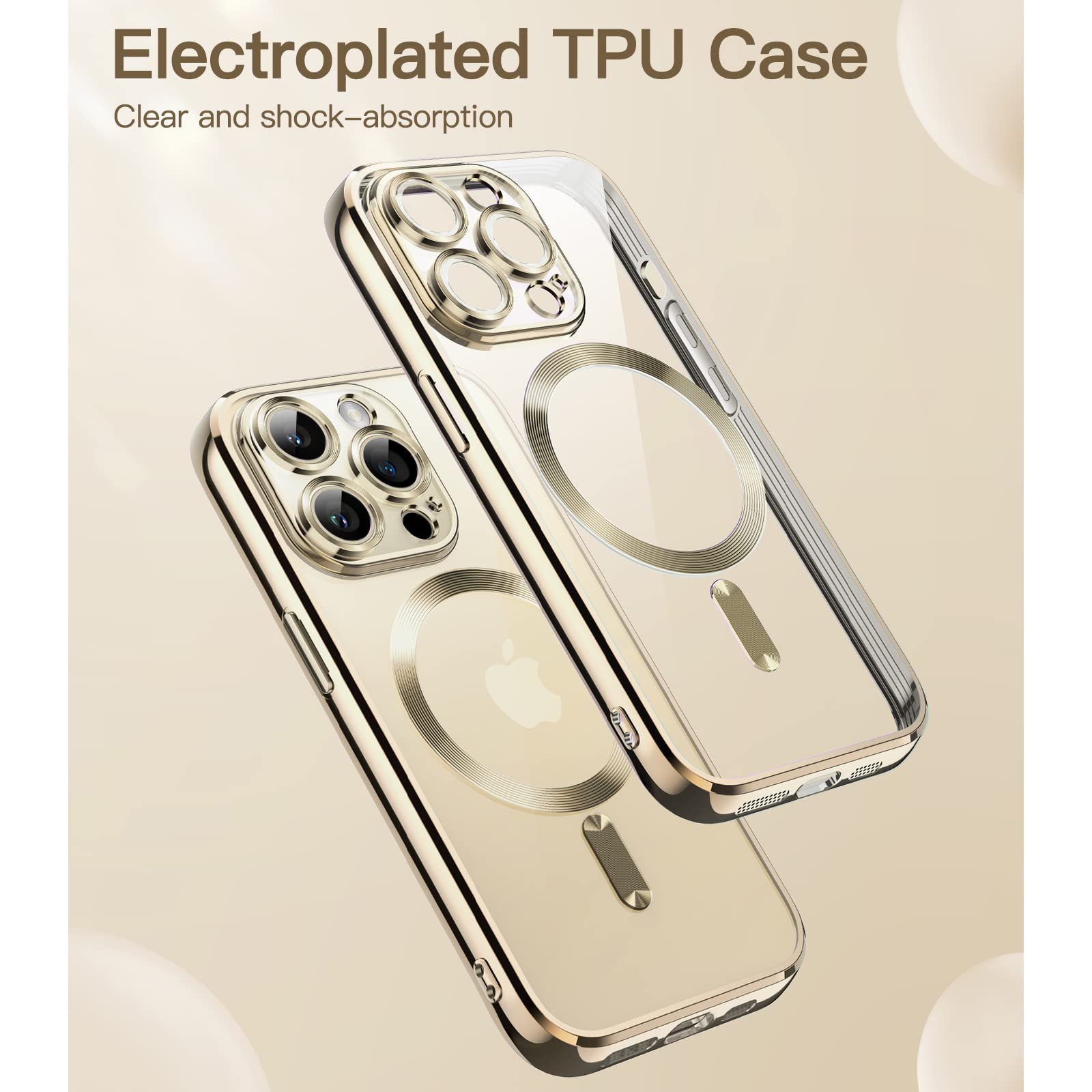 JETech Soft Clear Case for iPhone 14 Pro 6.1-Inch - Shockproof TPU Phone Cover with Full Camera Protection & MagSafe Wireless Charging Compatibility (Gold) | Perfect for Everyday Use, Travel & Work Protection