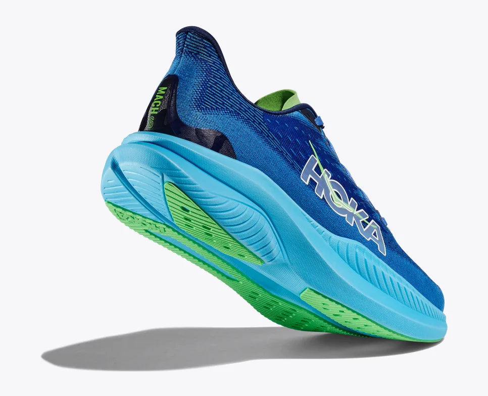HOKA Mach 6 Running Shoes for Men - Wide Width, Virtual Blue/Bellwether Blue - Lightweight Cushioned Road Running Shoes for Marathon Training & Daily Jogging
