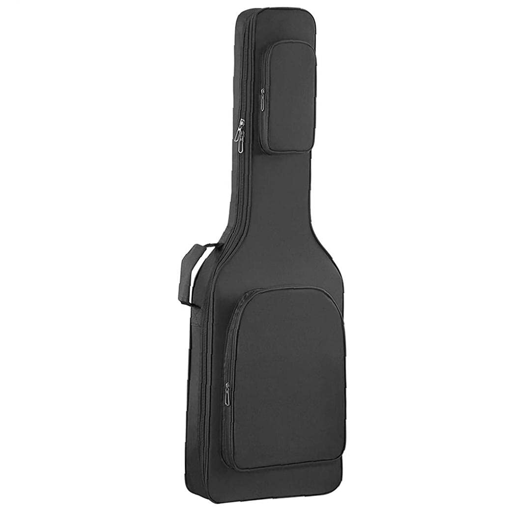 45 Inch Electric Bass & Acoustic Guitar Case - Waterproof Gig Bag with Large Storage Pockets | Black Soft Protective Cover for Travel, Gig & Storage