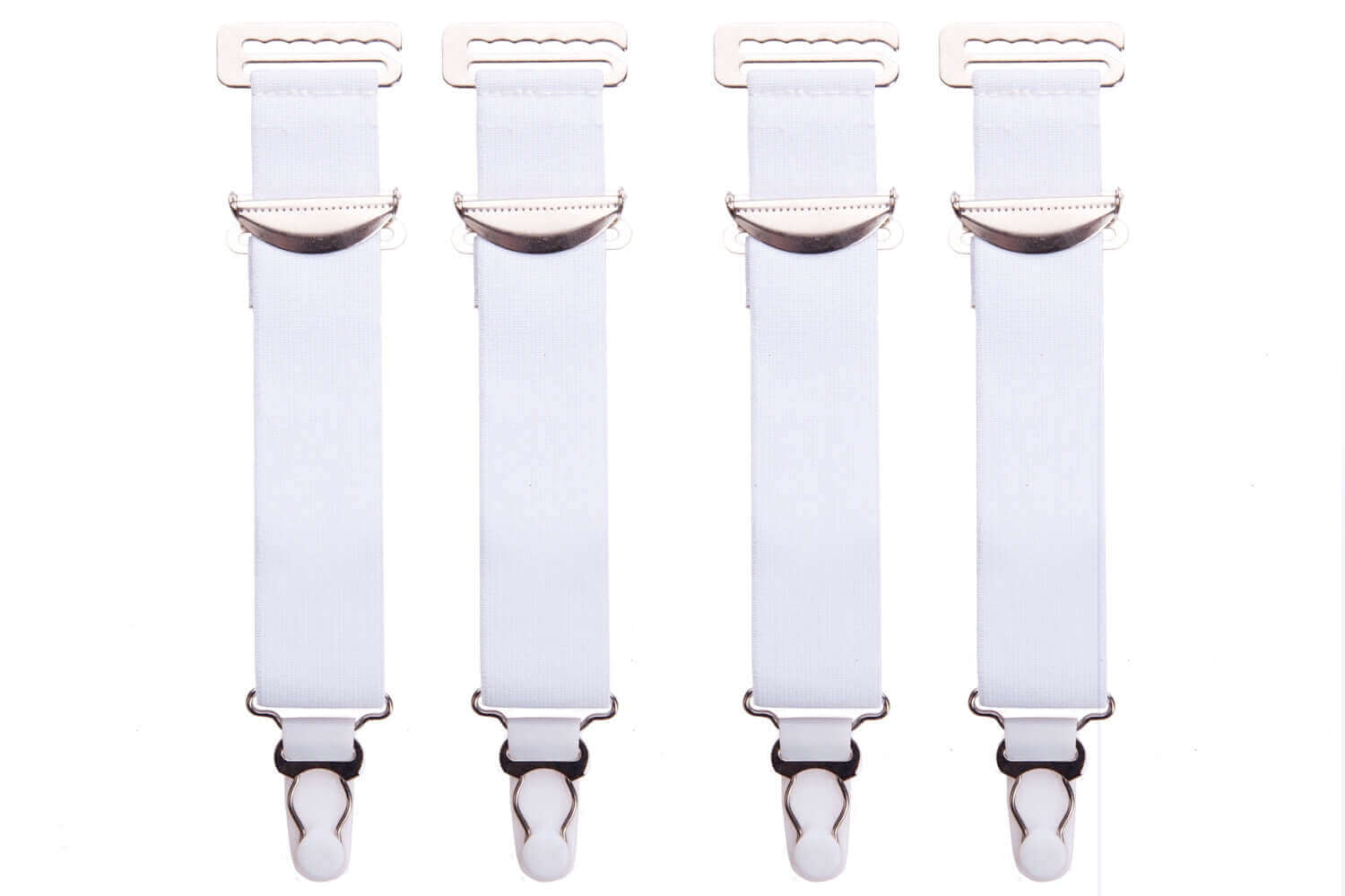 Premium 4-Wide White Metal Suspenders for Men - Heavy Duty Adjustable Garters for Formal Wear, Work & Vintage Style Outfits