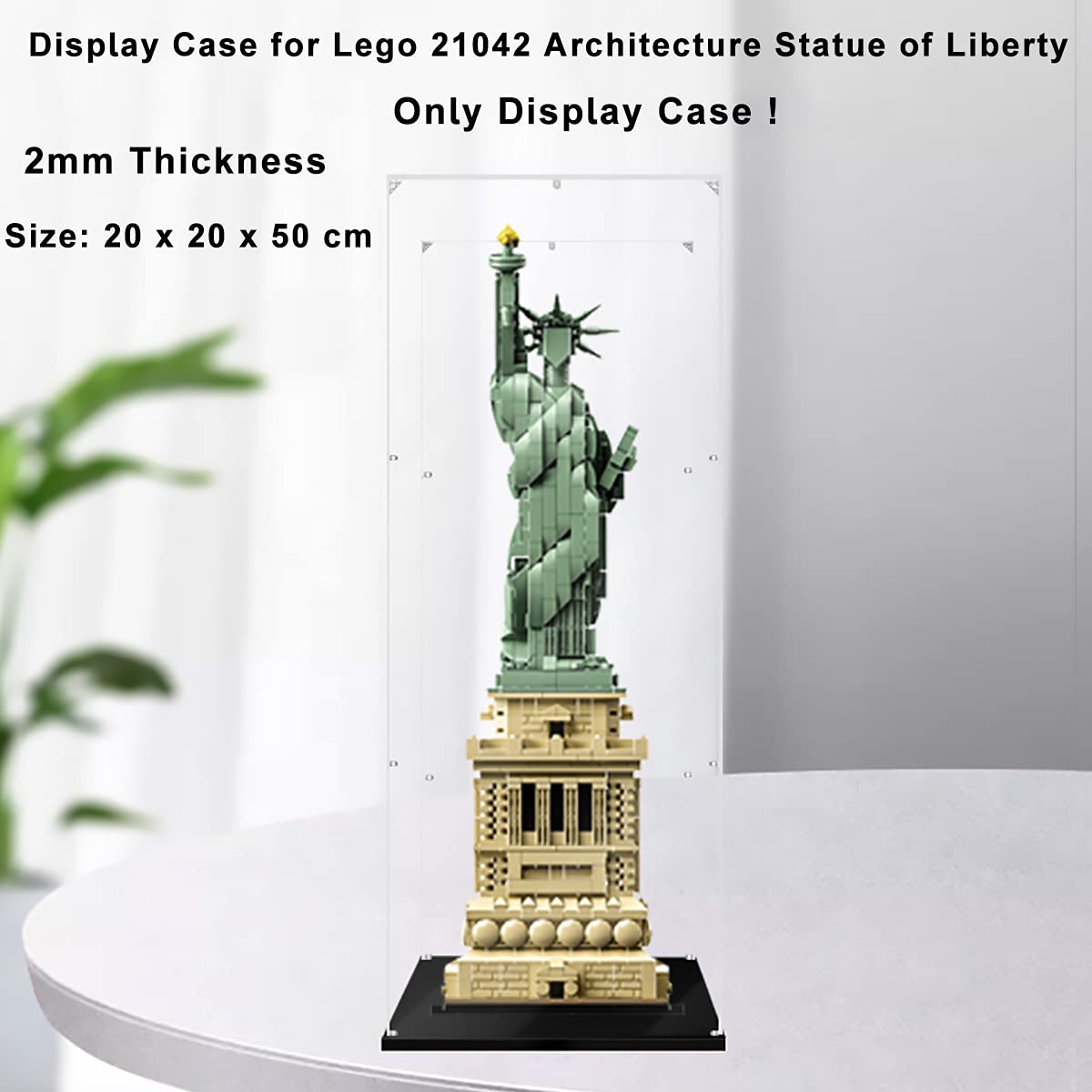Statue of Liberty Acrylic Display Case - Dustproof Showcase for Lego 21042 Model | Perfect for Home Decor, Office Display & Collectible Protection