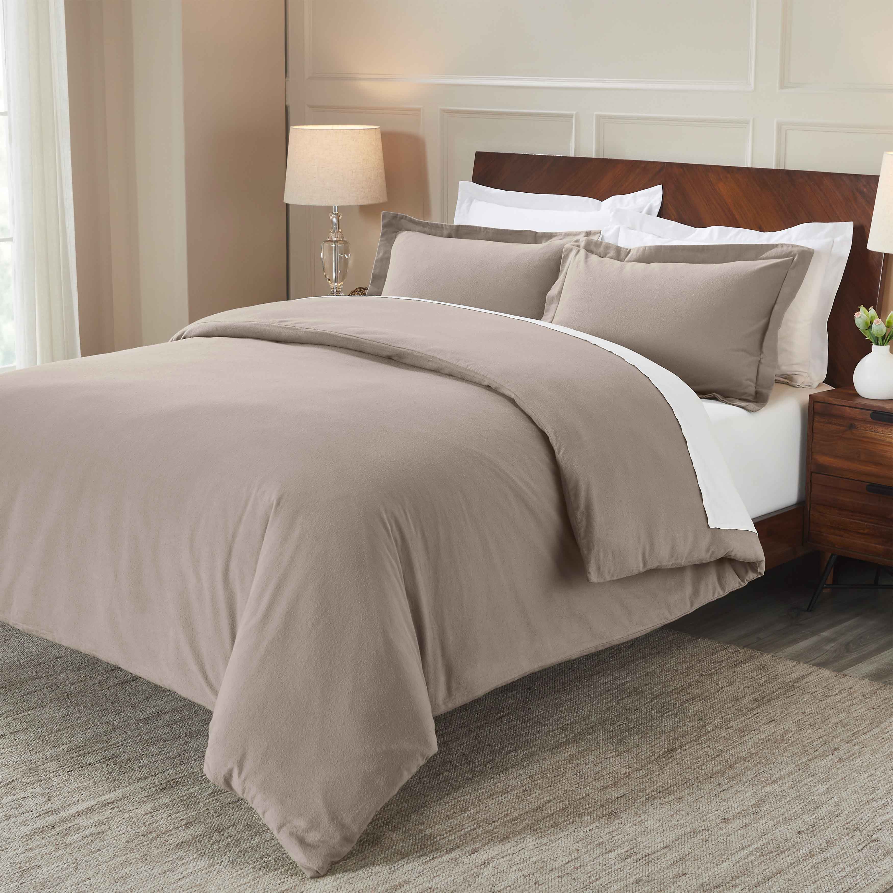 Premium Rome Flannel Cotton Solid Brushed Duvet Cover Set - Soft & Cozy Queen/King Size Bedding for Winter Warmth & Comfort