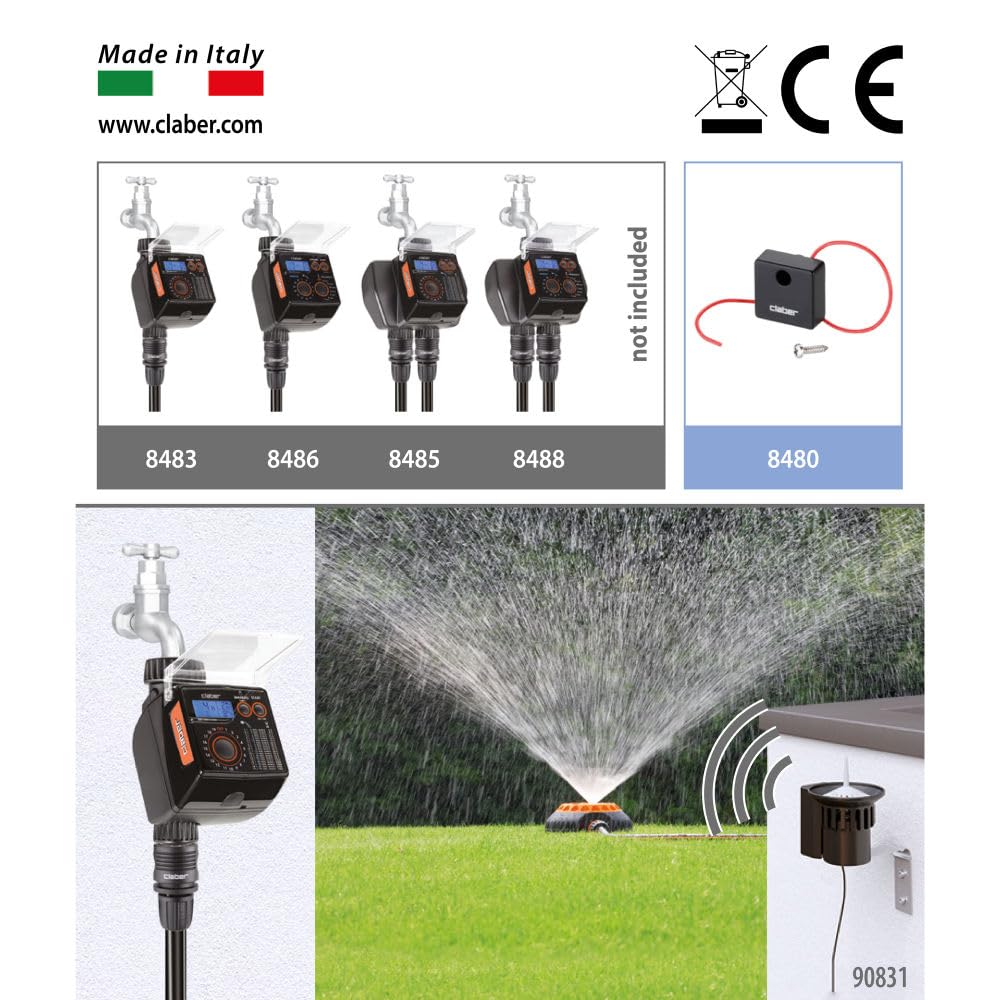 Claber Rain Sensor RF Radio Interface for Programmer - Automatic Irrigation Control for Lawns & Gardens