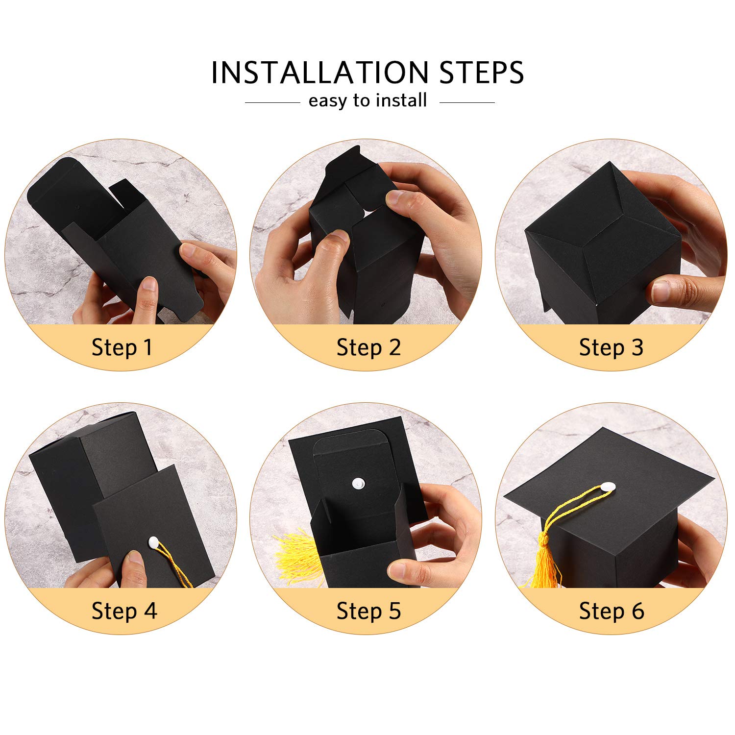 Bememo 100-Piece Graduation Candy Gift Boxes - Class of 2025 Graduation Party Favors with Tassel - Yellow Graduation Cap Centerpieces for Ceremony Decorations | Perfect for Graduation Parties, School Events & Celebration Decor
