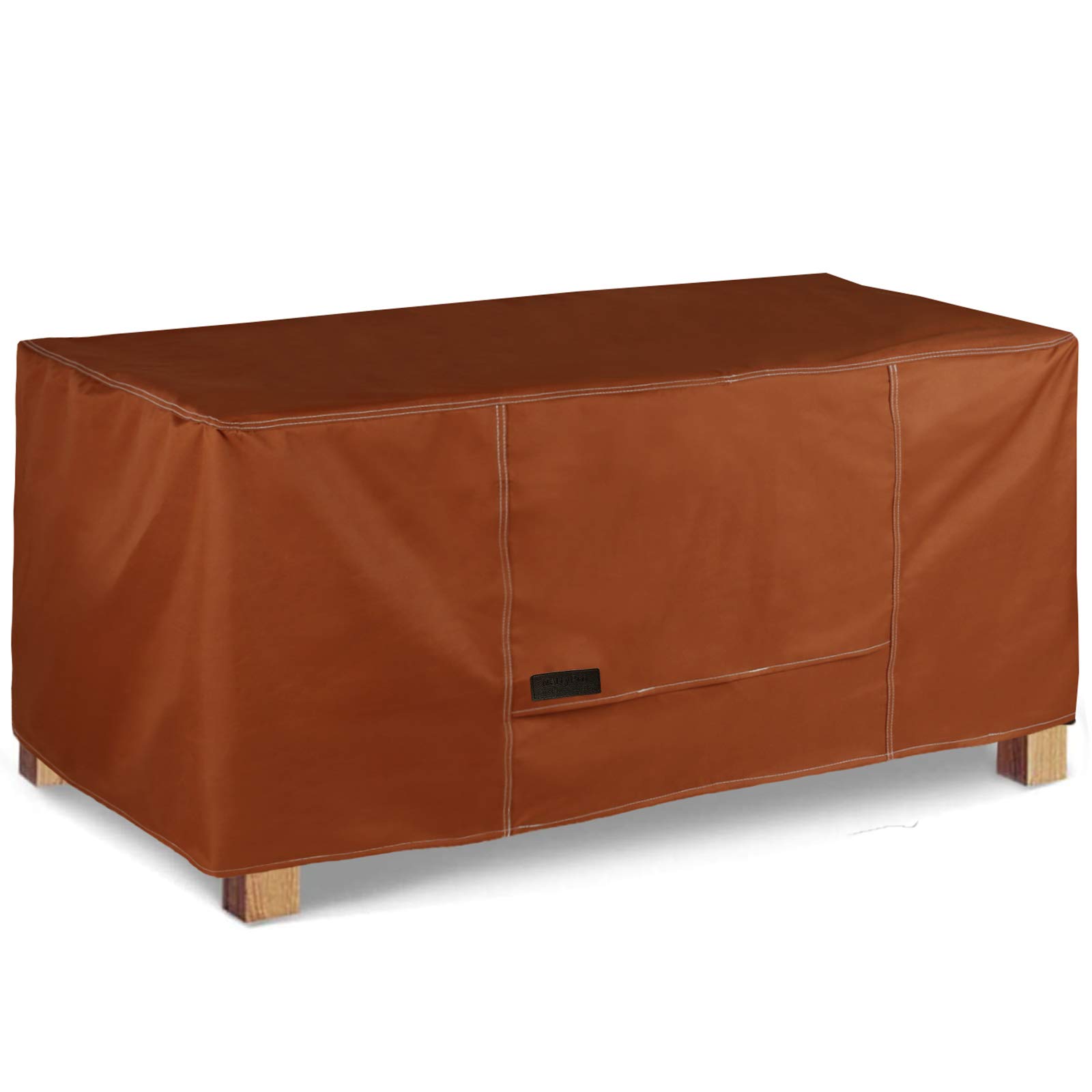 Waterproof Outdoor Coffee Table Cover 36x20x18 Inch - Heavy Duty Rectangular Patio Furniture Protector for Rain, Sun & Snow - Brown Weatherproof Tablecloth for Deck, Garden & Backyard Use