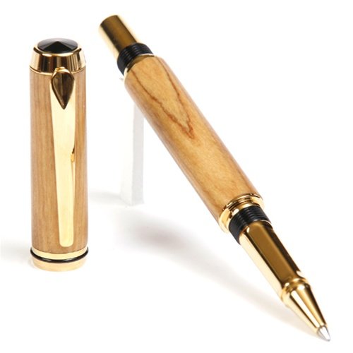 Lanier Pens Baron Rollerball Pen - Tennessee Gold Finish - Premium Olivewood Body - Elegant Writing Instrument for Office, Business Gifts & Luxury Collectors