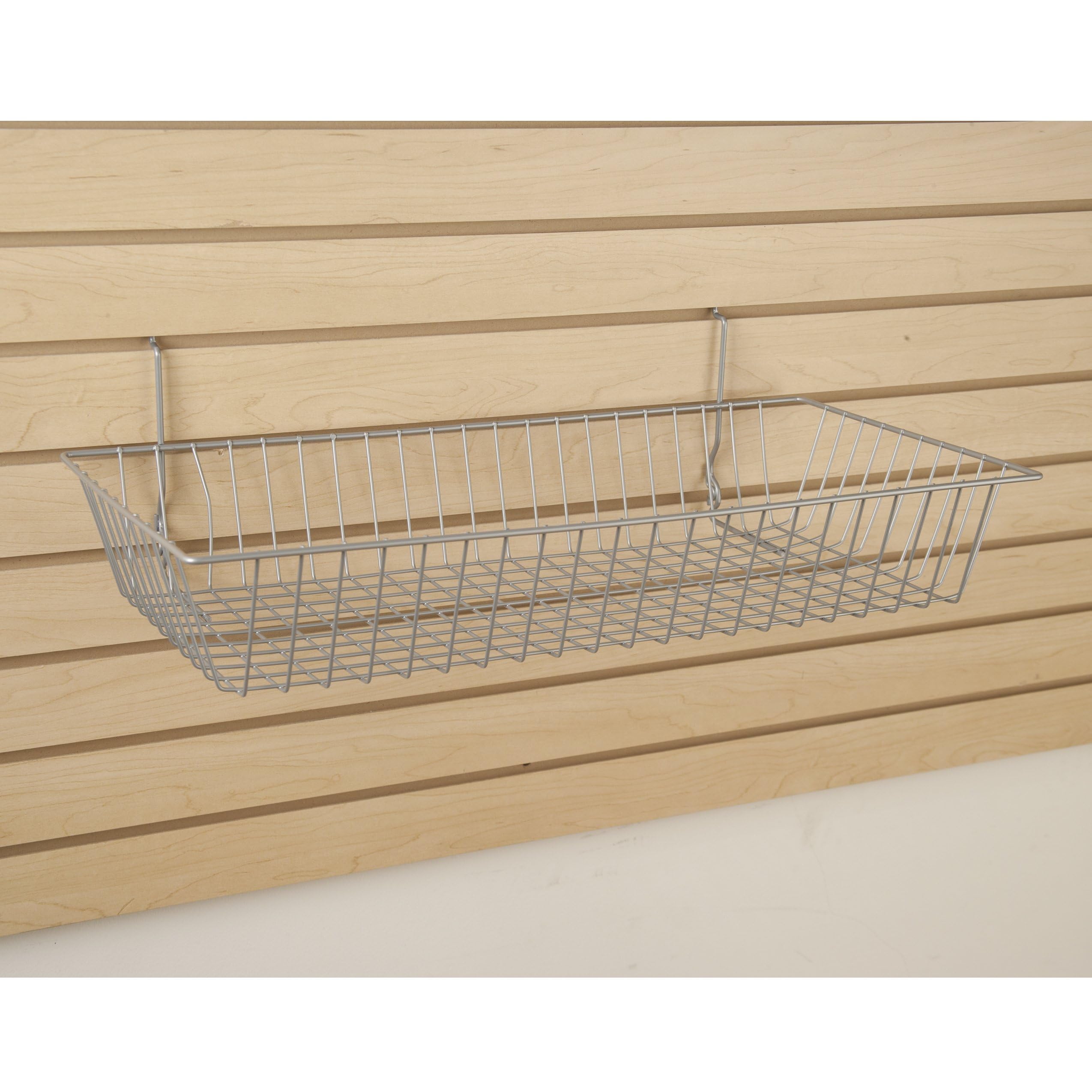 Epoxy Chrome Wire Baskets for Pegboard, Slatwall or Gridwall - Set of 6 Shallow Display Baskets (24