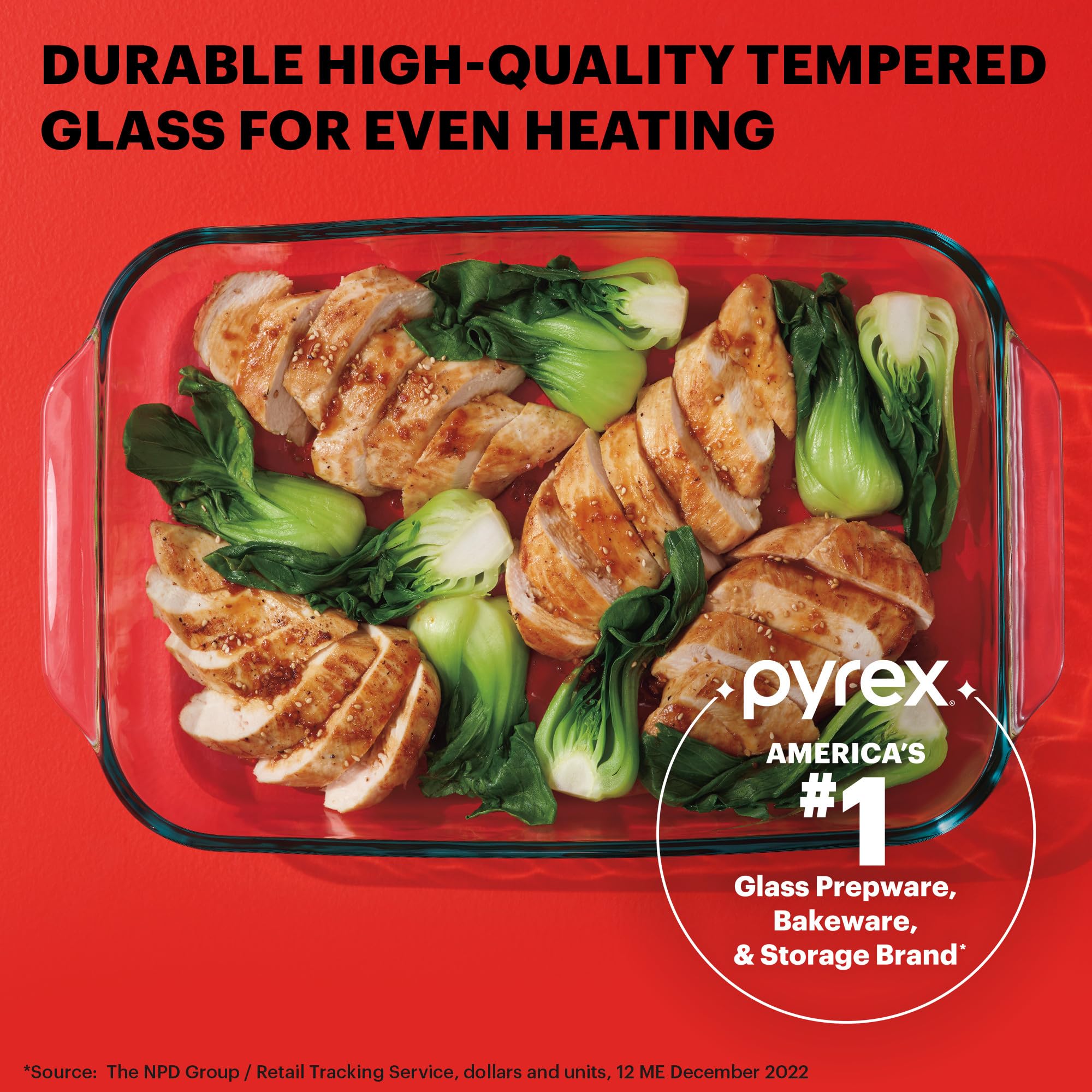 Pyrex Basics 3 QT Glass Baking Dish with Plastic Lid - Oven, Freezer & Microwave Safe Casserole Dish & Food Storage Container - Perfect for Baking, Meal Prep & Leftovers