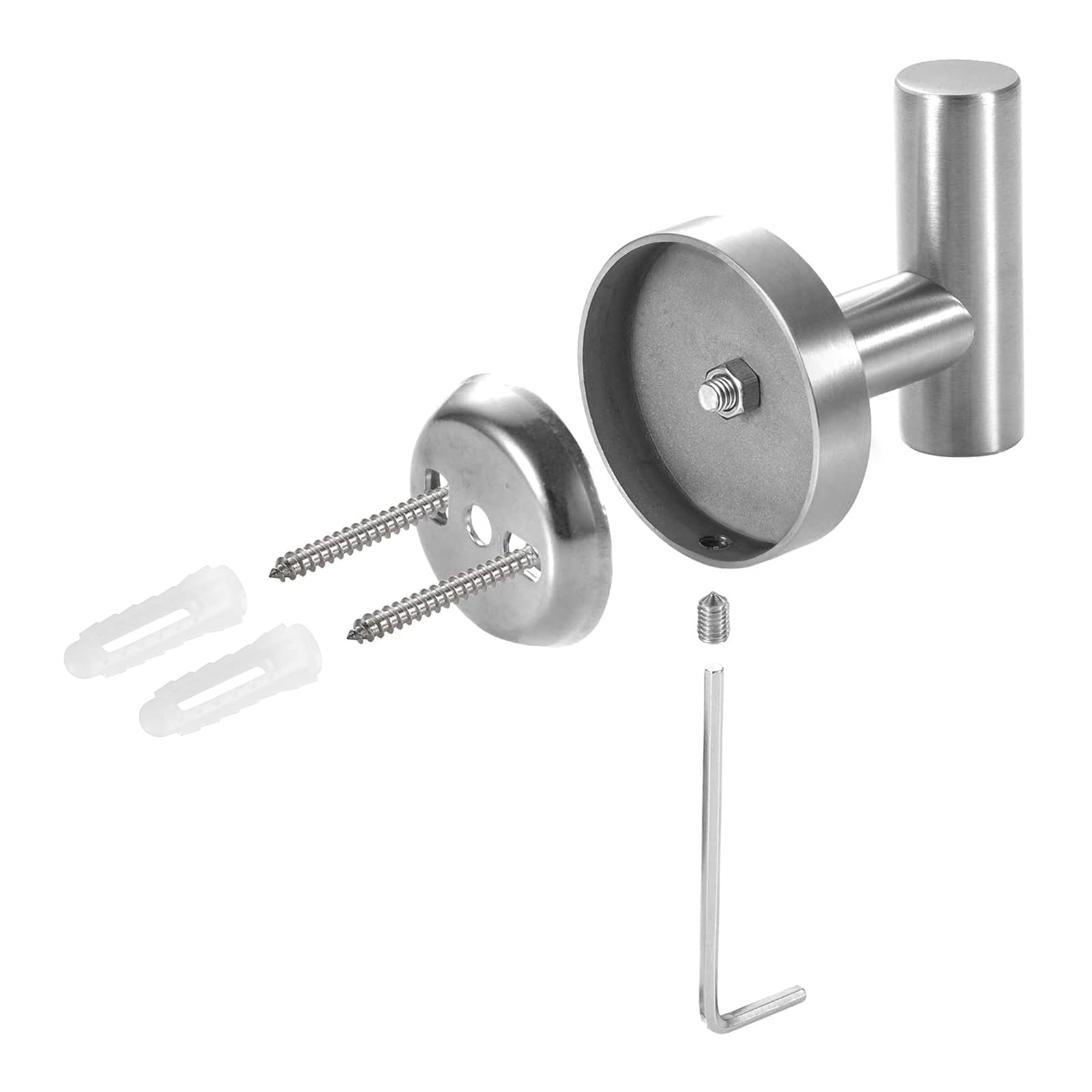 Sagetta 2-Pack Brushed Nickel Wall Mounted Heavy Duty Robe Hooks - 304 Stainless Steel Bathroom Towel Hooks for Bathroom, Bedroom, Kitchen, Garage & Hotel Use - Perfect for Hanging Robes, Towels, Bags and Coats