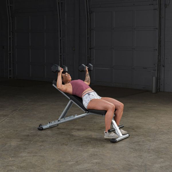 Body Solid Folding Flat Incline Decline Bench GFID225B - Adjustable Weight Bench for Home Gym Strength Training & Full Body Workouts