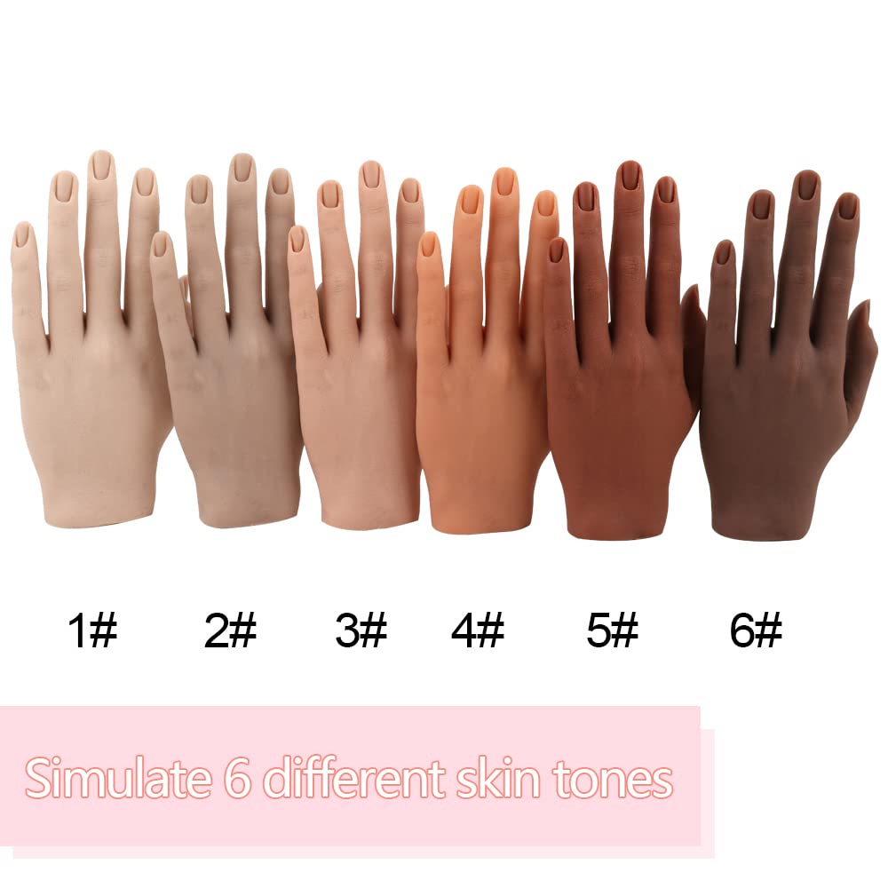 Flexible Silicone Practice Hand for Acrylic Nails - Movable Nail Training Hand for Nail Art, DIY & Print Practice - Durable Nail Tool That Won't Fall Off - Perfect for Salon Training, Home Practice & Nail Art Beginners