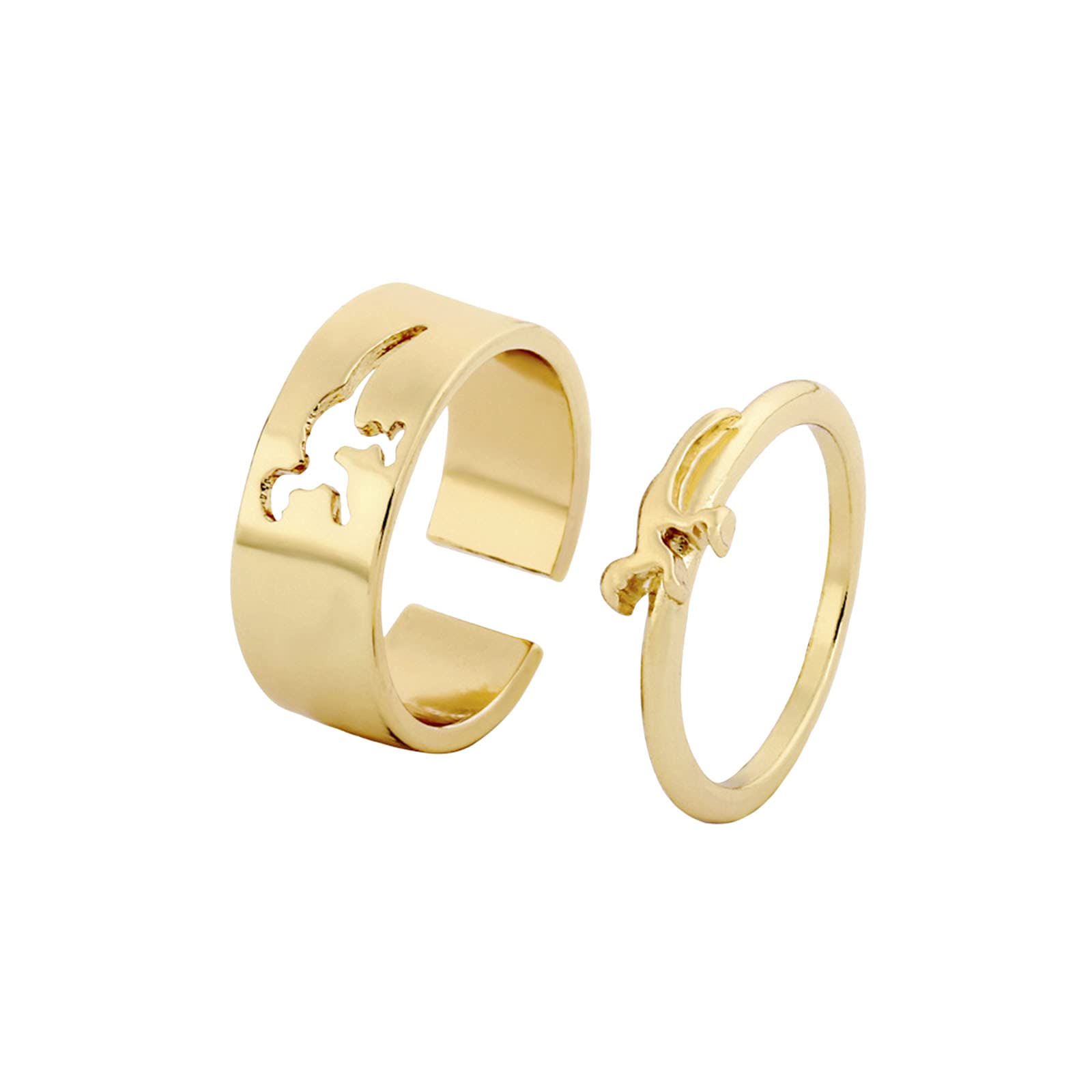 Dinosaur Engagement Hollow Ring - Creative Couple Stainless Steel Fashion Rings (Gold, One Size) - Perfect for Unique Proposals, Anniversary Gifts & Alternative Wedding Bands