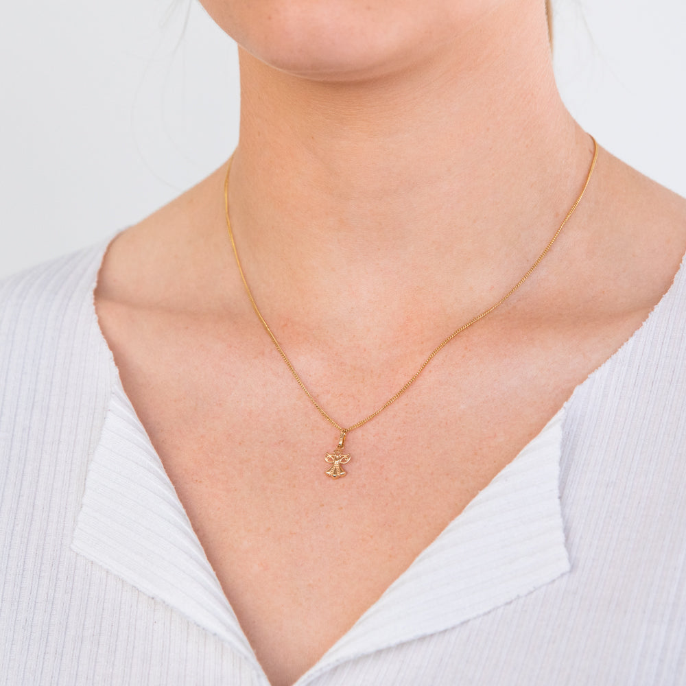9ct Yellow Gold Angel Pendant Necklace for Women - Elegant Religious Jewelry Gift for Christmas, Baptism & Special Occasions