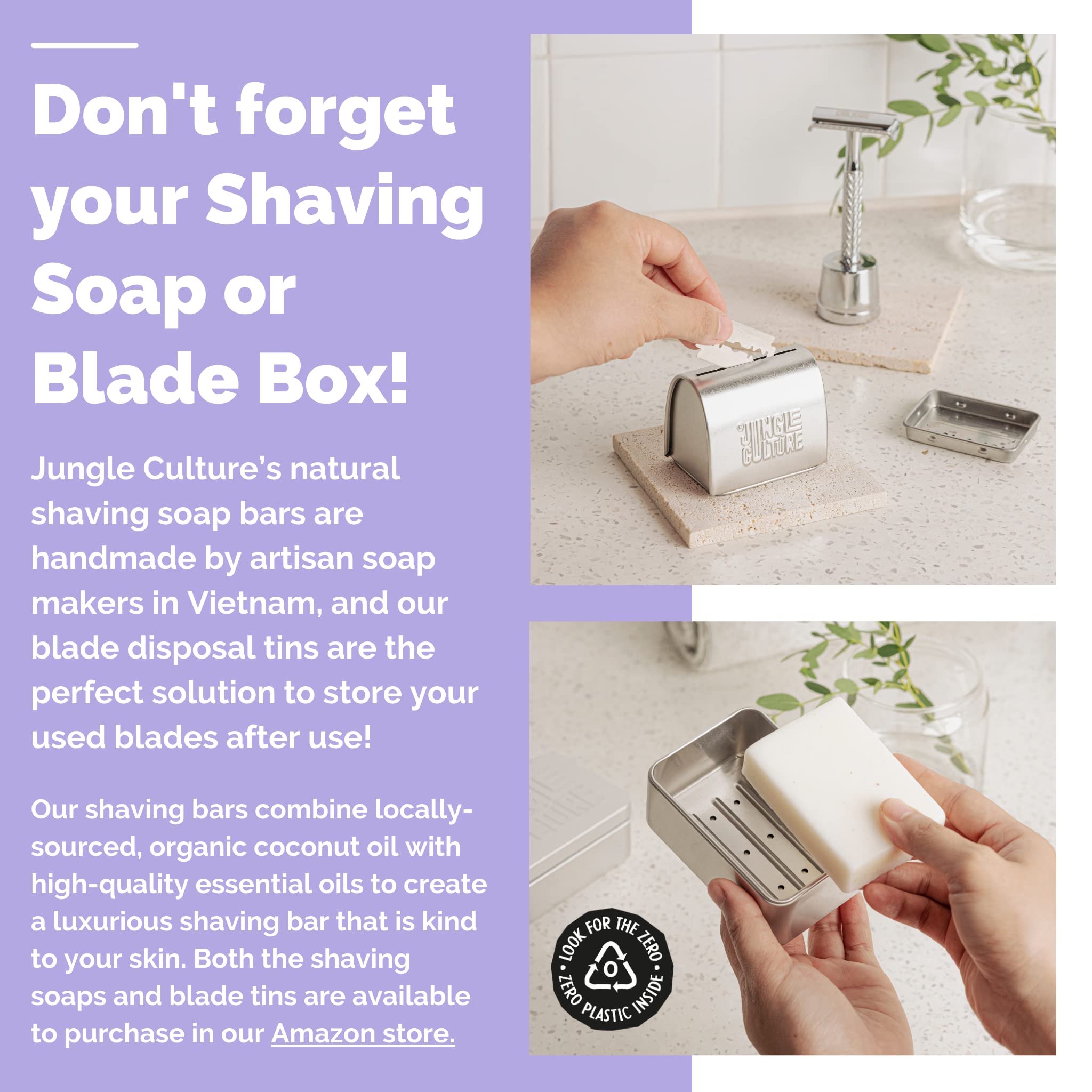 Jungle Culture Safety Razor & Stand with 10 Double Edge Blades - Premium Metal Razor for Women & Men - Eco-Friendly Reusable Shaver for Face & Body Shaving - Perfect for Home & Travel Use (Lilac)