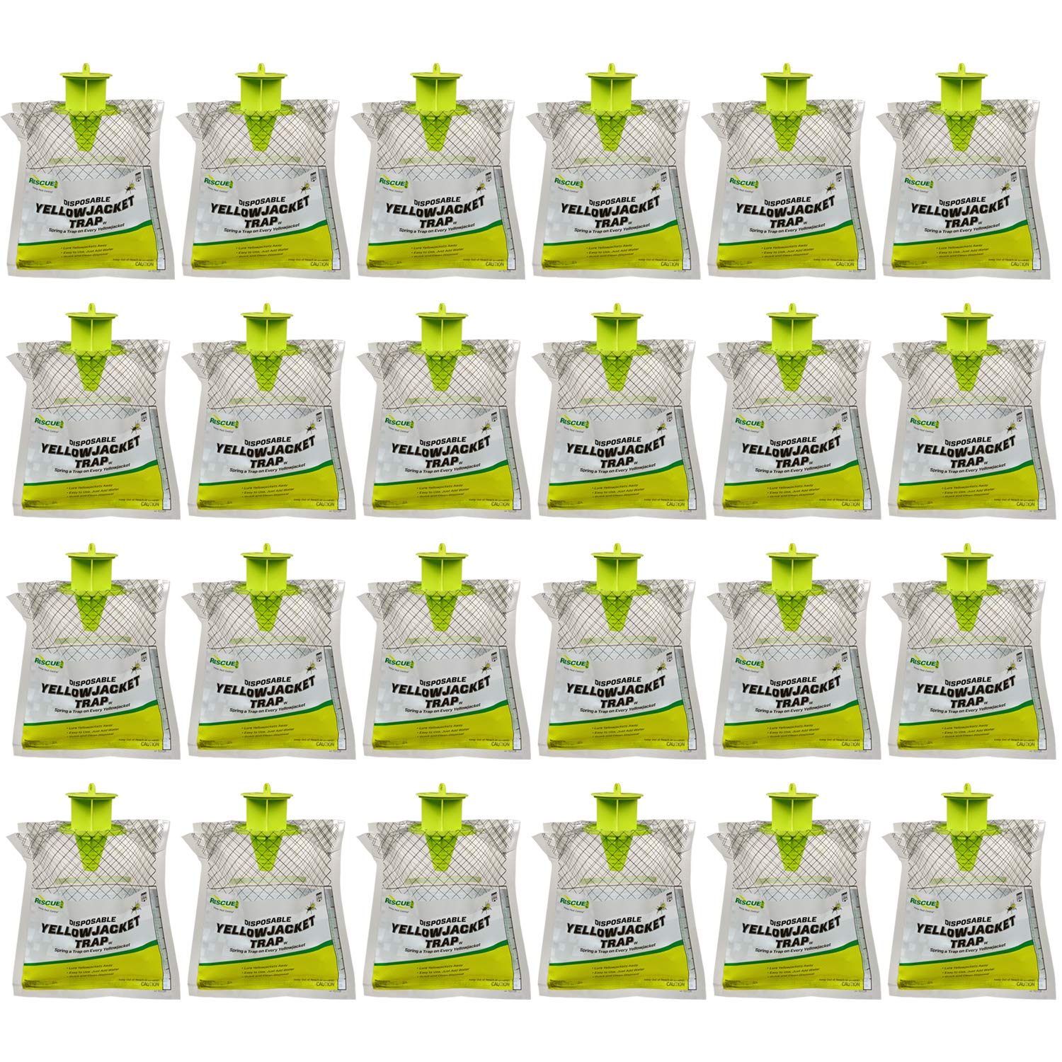 RESCUE! Disposable Yellowjacket Trap - Mountain & Pacific Formula - 24 Traps for Outdoor Pest Control | Effective Wasp & Hornet Catcher for Patio, Garden, and Camping Areas