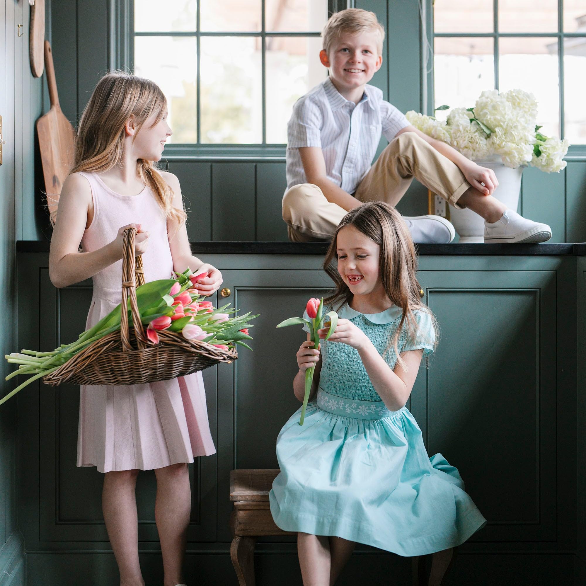 Hope & Henry Baby Girl's Woven Short Sleeve Peter Pan Collar Dress - Perfect for Spring Outfits, Photo Shoots & Special Occasions