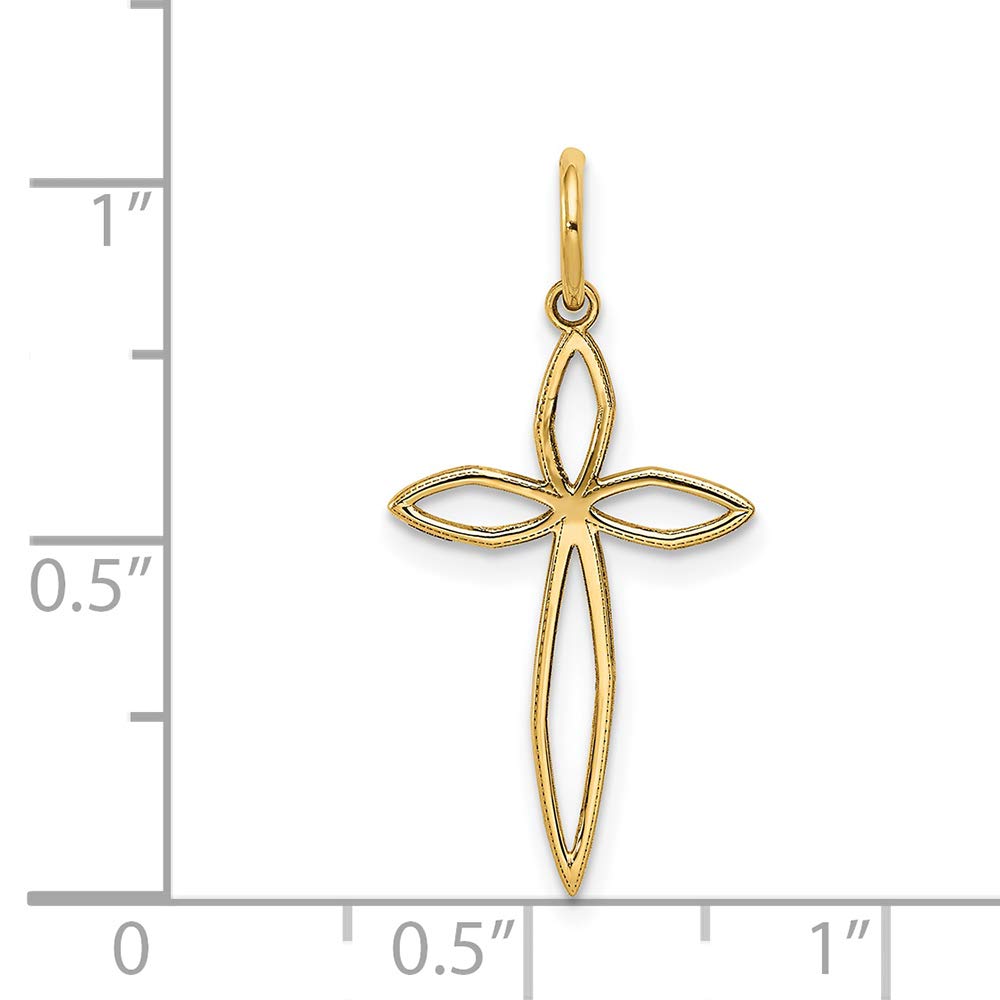FJC Finejewelers 14k Yellow Gold Laser-Designed Cross Charm Pendant - Perfect for Everyday Wear, Gifts & Religious Occasions