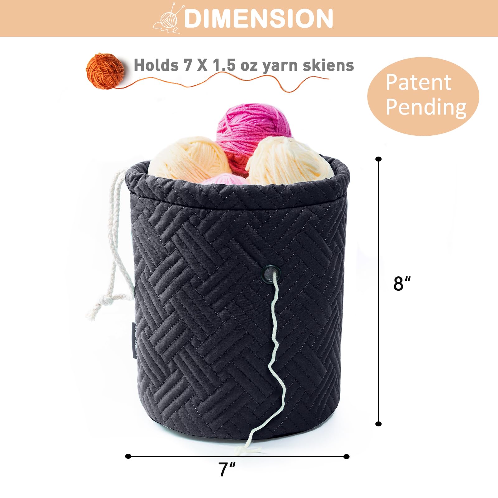 Crochet Yarn Bag Organizer with Drawstring - Knitting Storage for Beginners - Perfect for Crafting On-the-Go