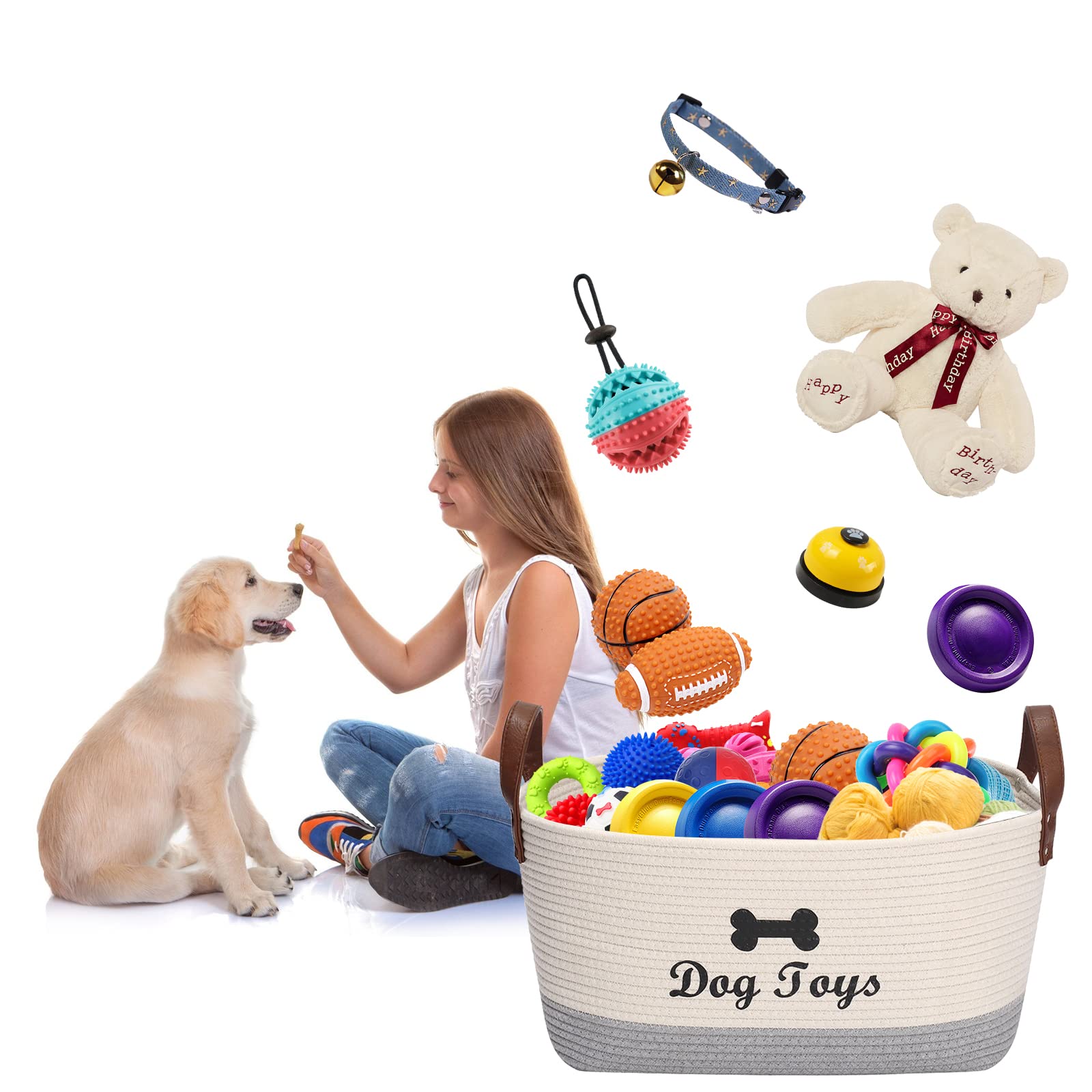Extra Large Cotton Dog Toy Storage Basket - 16.5