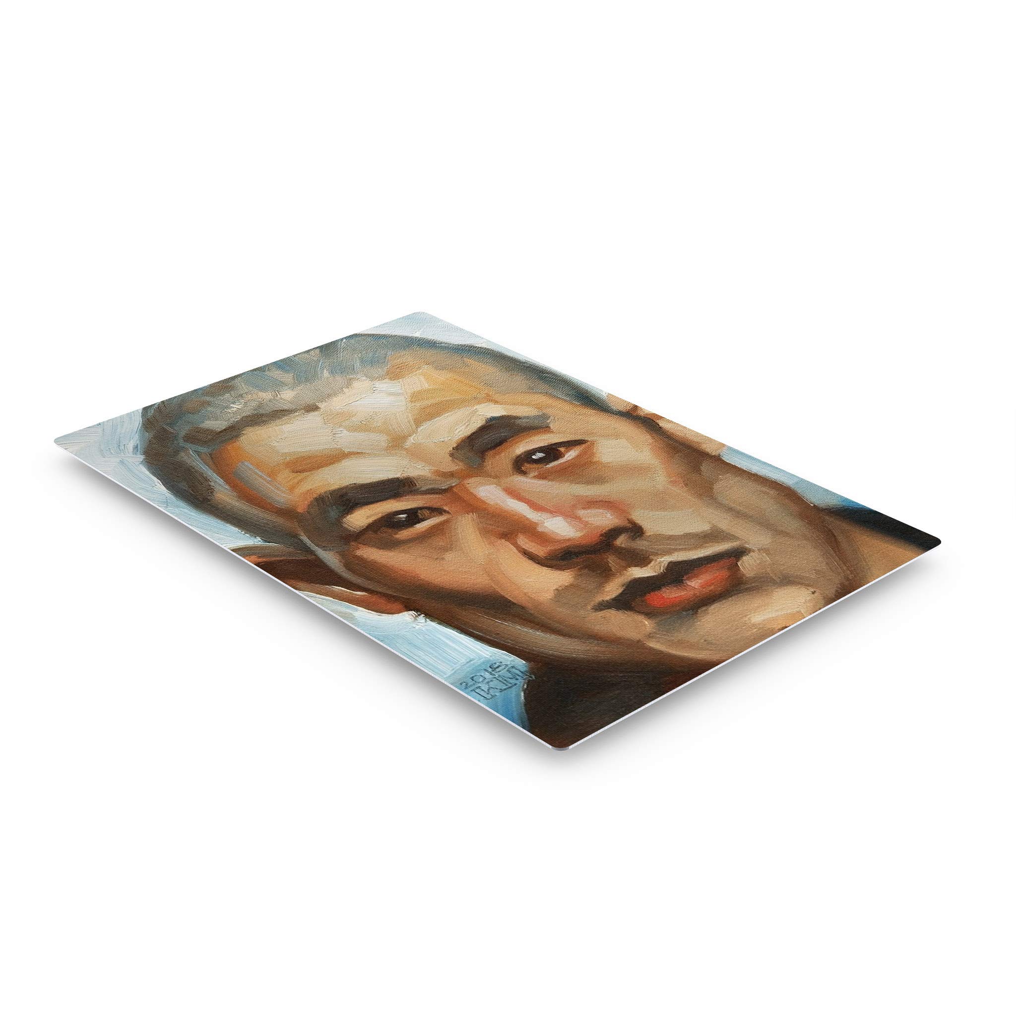 Kenney Mencher Asian Man Portrait Oil Painting - Cool Climate Metal Wall Art Print 40x30 Inches - Ready to Hang Living Room & Bedroom Decor - Made in USA - Perfect for Modern Home & Office Spaces