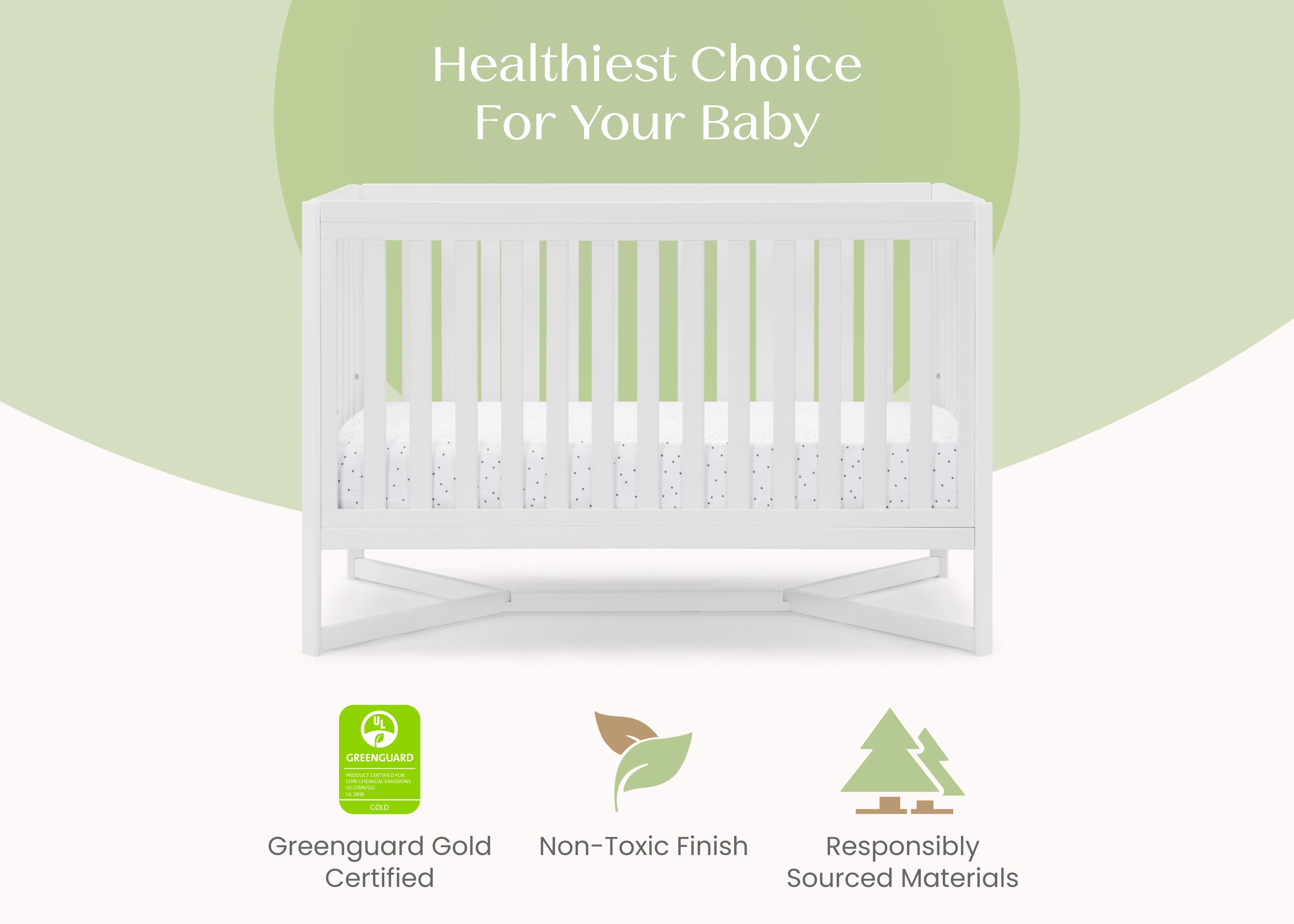Tribeca 4-in-1 Convertible Baby Crib - White Nursery Furniture for Newborn to Toddler Bed - Perfect for Modern Nursery Rooms & Daycare Centers