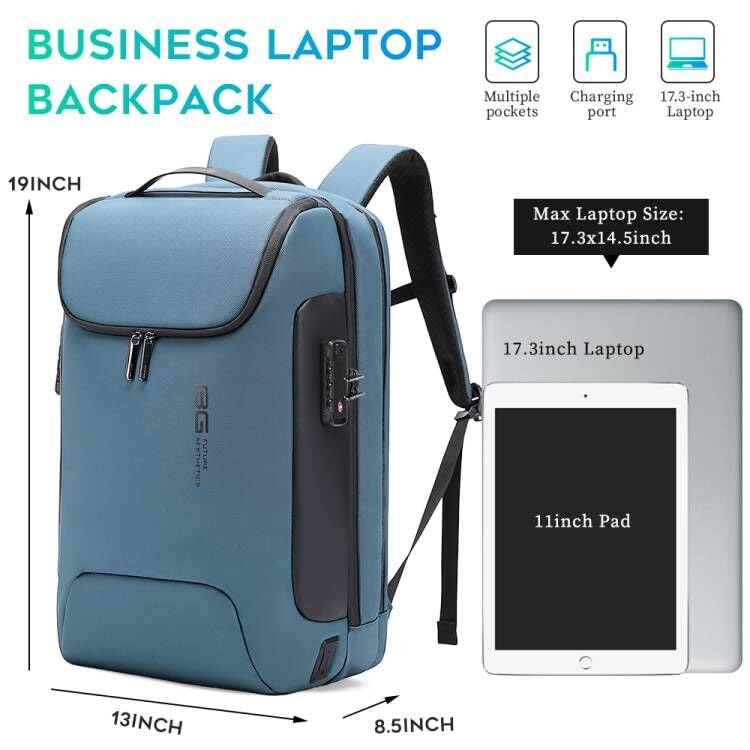 BANGE Anti-Theft Waterproof Travel Backpack with USB 3.0 Charging Port - Business Laptop Backpack for Women Fits 17.3 Inch Notebook - Perfect for Work Commute, College Campus & International Travel