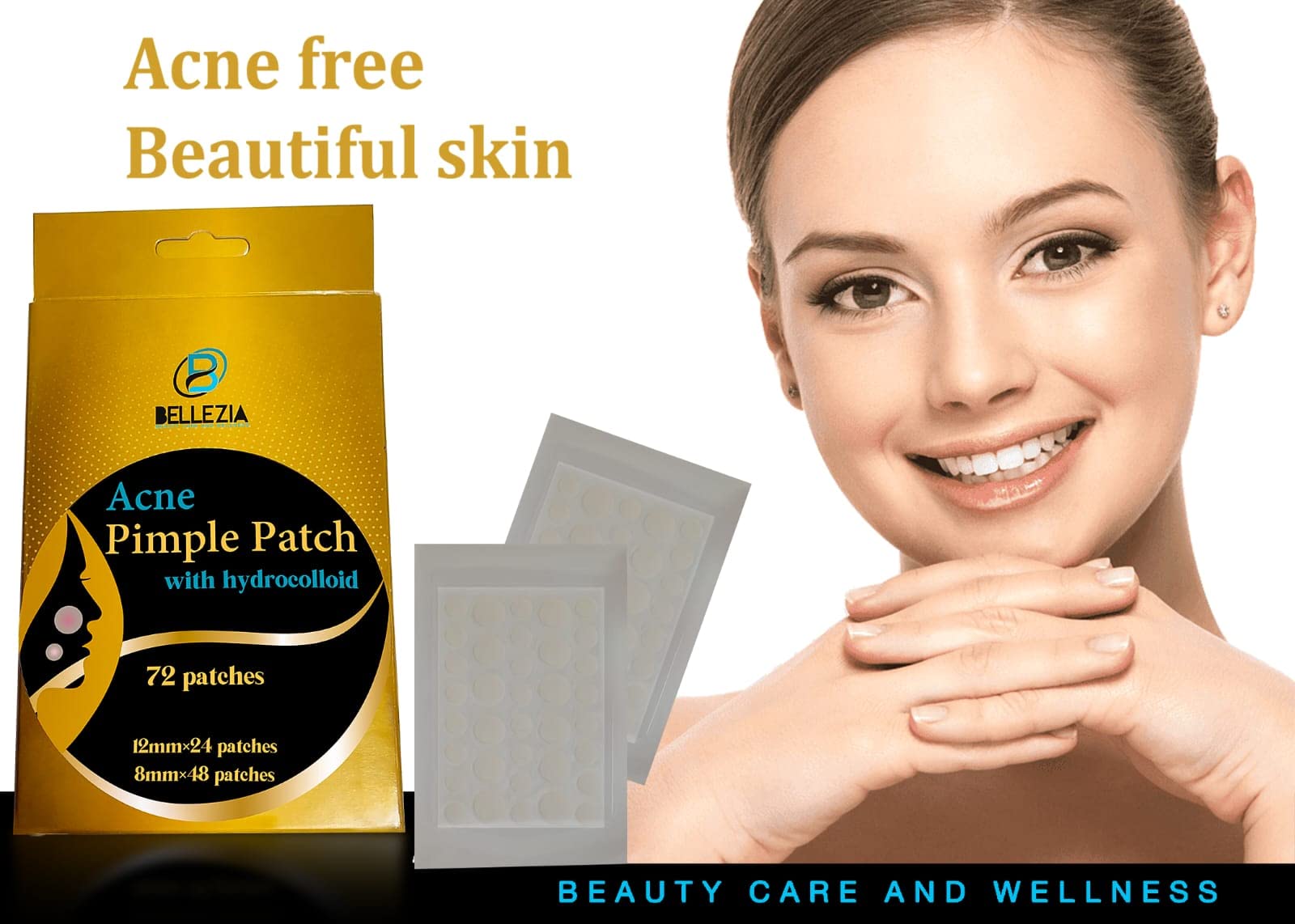 BELLEZIA Acne Pimple Patches - 72 Count Invisible Hydrocolloid Facial Stickers for Overnight Pimple Treatment & Acne Absorbing (36×2=72 Patches) | Gentle on Skin, Perfect for Daily Use, Travel & Emergency Breakouts