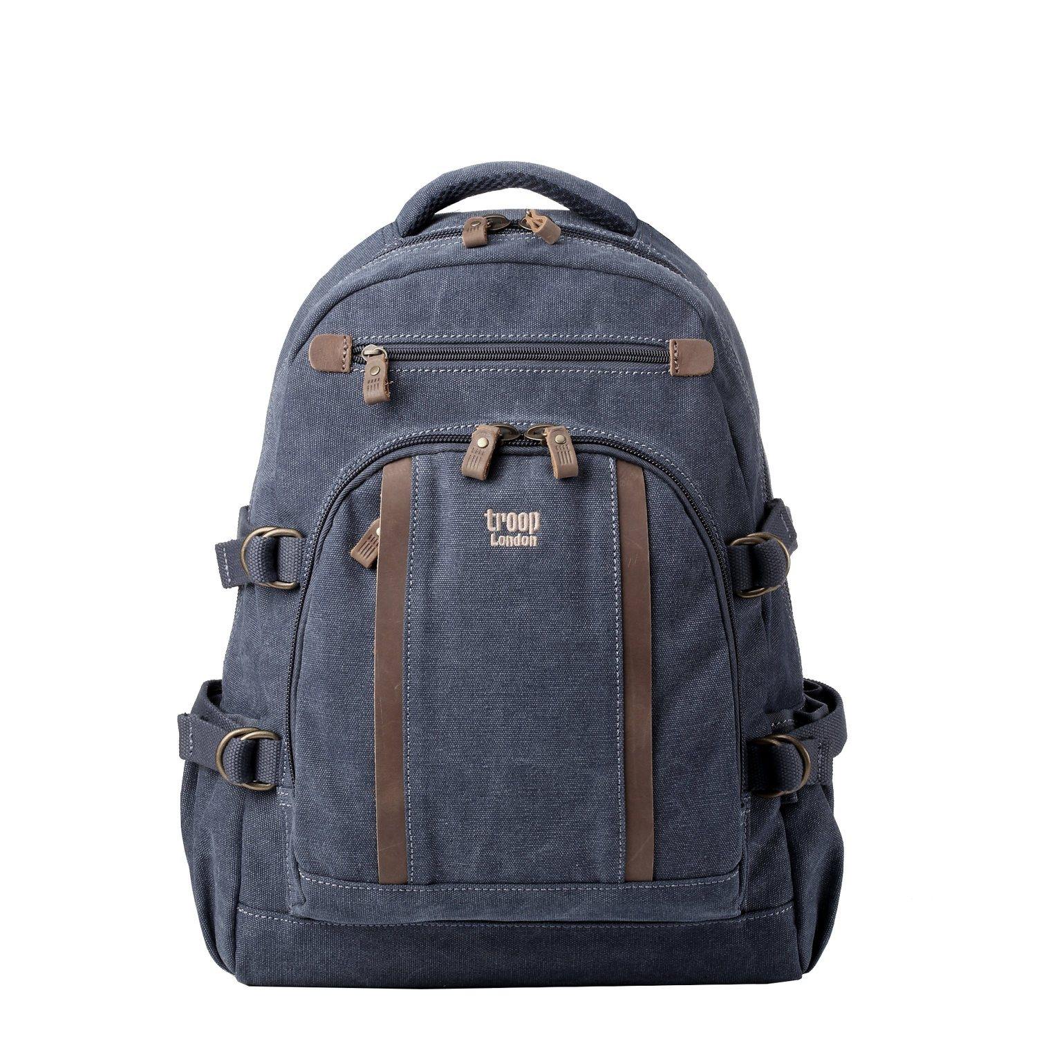 TRP0257 Troop London Classic Canvas Laptop Backpack - Large 15.6 Inch Waterproof Travel Backpack for Men & Women - Perfect for Work, School, College & Business Trips