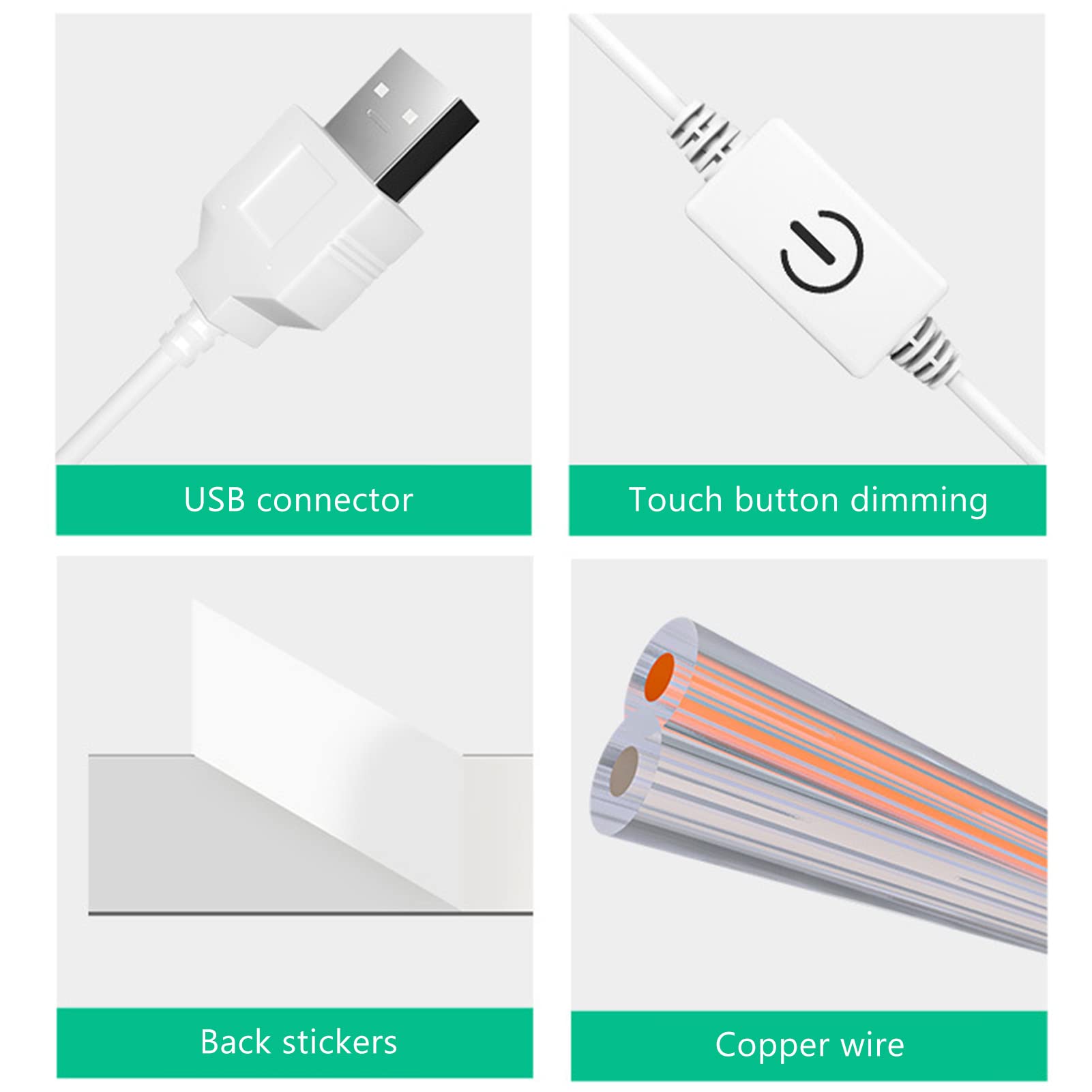 LED Vanity Mirror Lights - Adjustable Brightness, USB Plug-in for Makeup & Bathroom