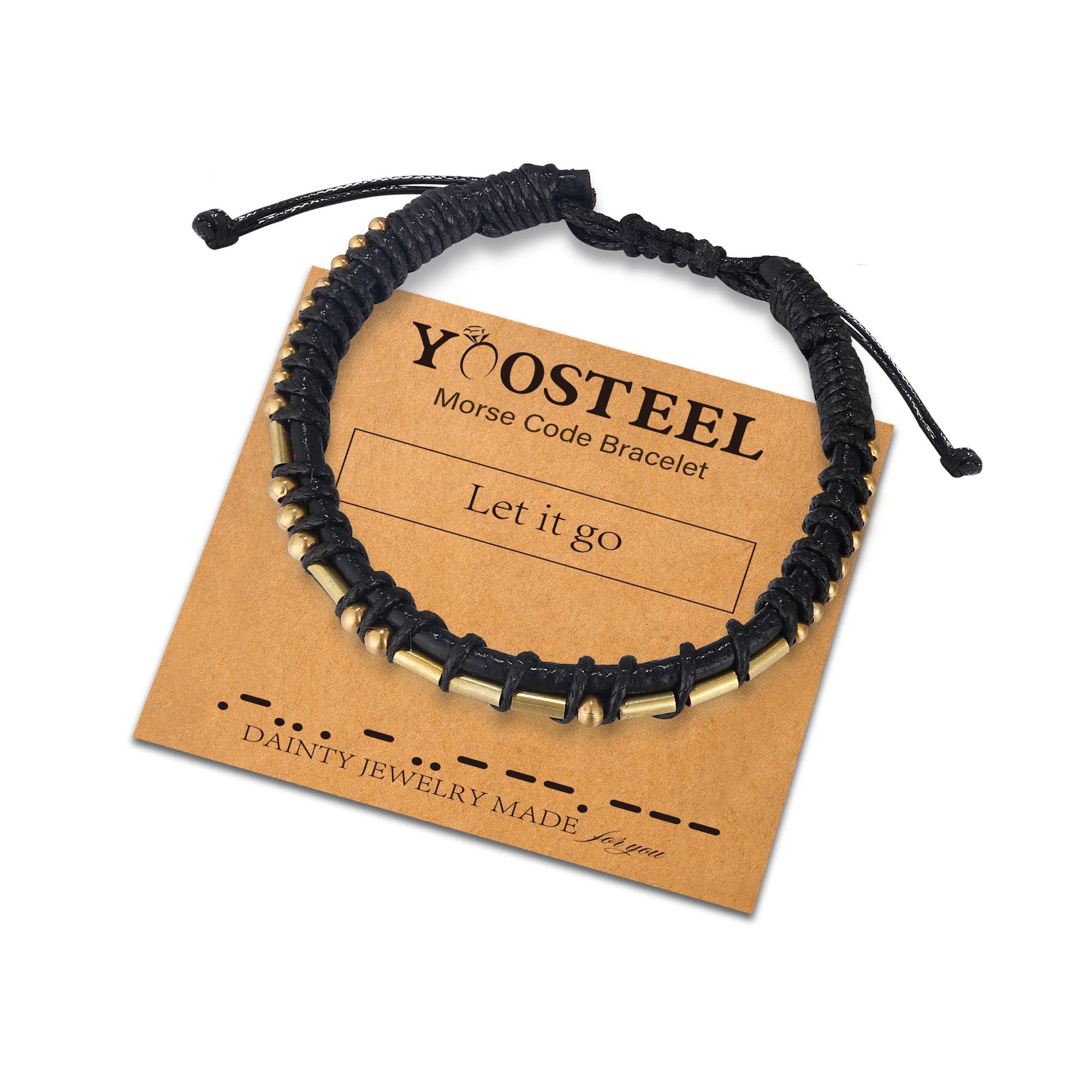 Yoosteel Adjustable Leather Morse Code Bracelet for Women & Men - Inspirational Friendship & Birthday Gift Jewelry for Couples, Best Friends - Perfect for Daily Wear, Special Occasions & Meaningful Gifts